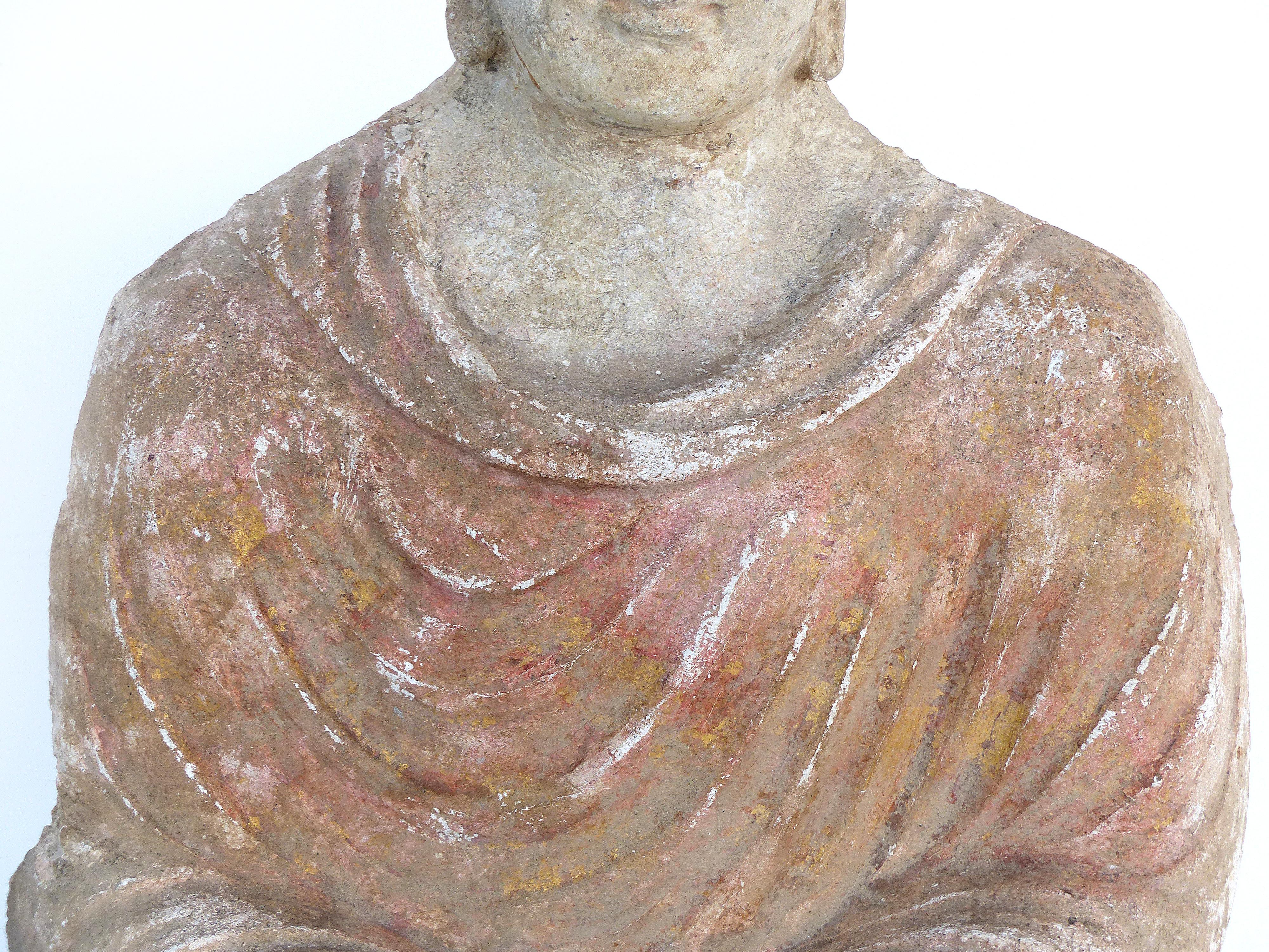 17th Century Terracotta Buddha, Bangladesh, Provenance Royal-Athena Galleries In Good Condition For Sale In Miami, FL
