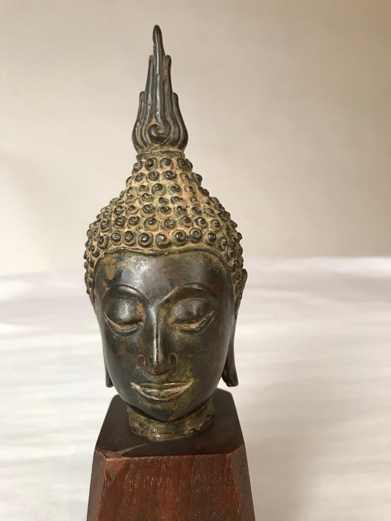 17th Century Thai Bronze Head of the Buddha 8