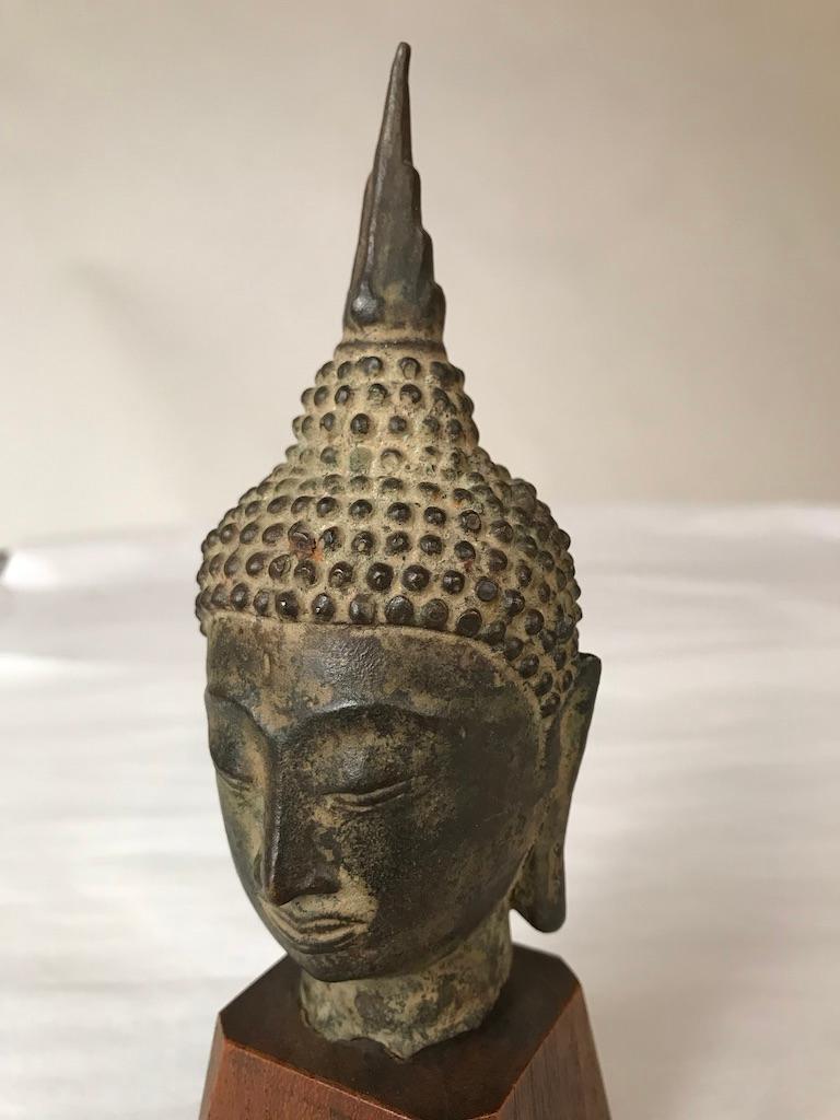 17th Century Thai Bronze Head of the Buddha 8
