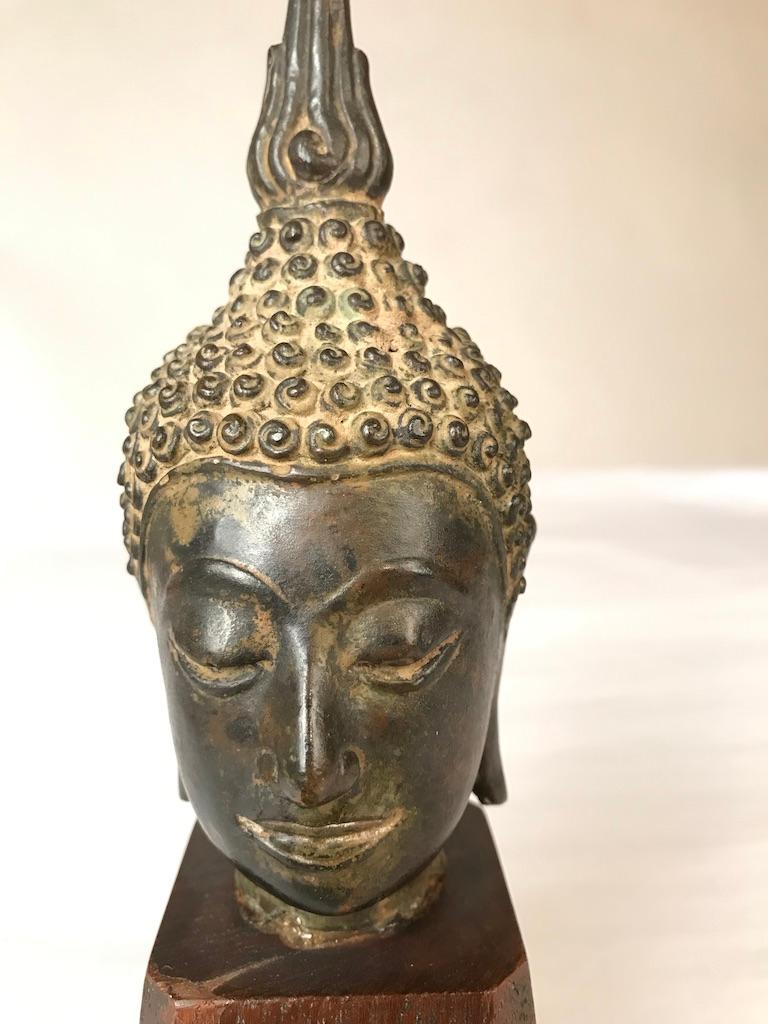 17th Century Thai Bronze Head of the Buddha 9