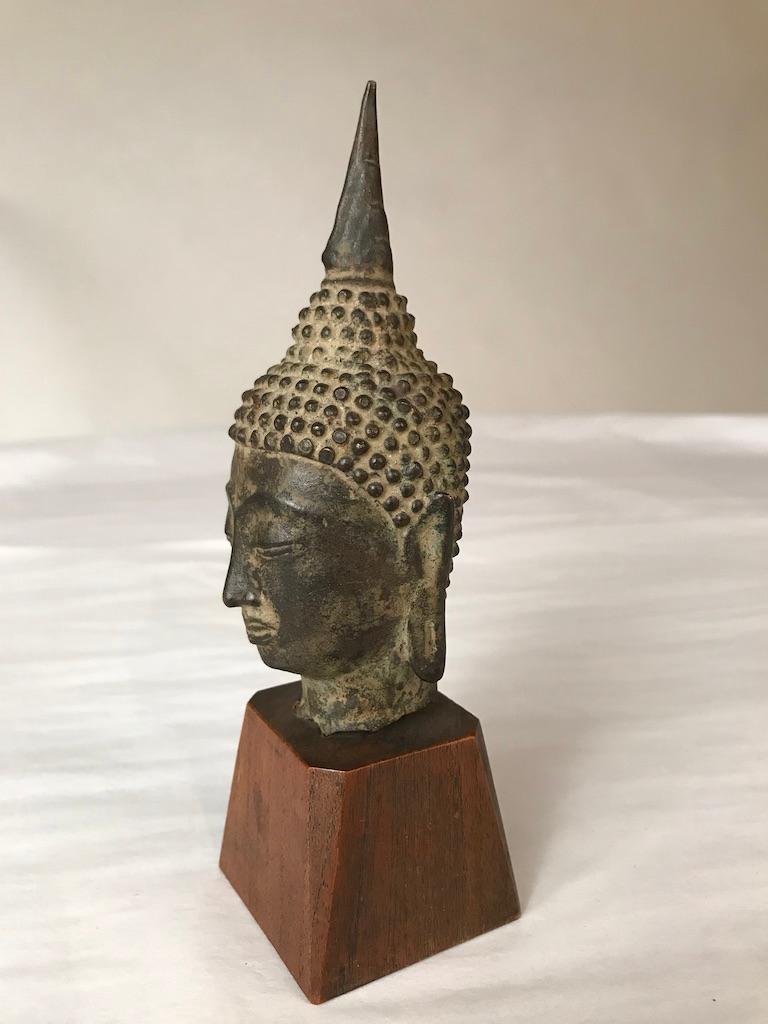 Moulage tête de Bouddha en bronze thaïlandais du 17ème siècle