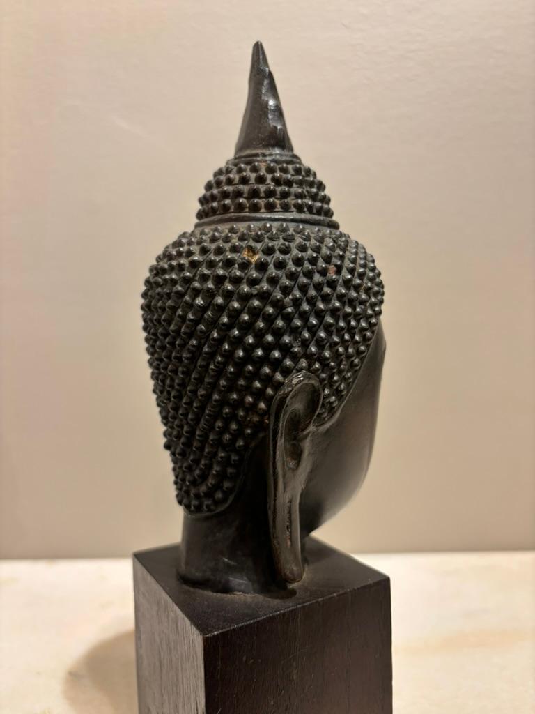 Testa di Buddha in bronzo laccato tailandese del XVII secolo in vendita 1