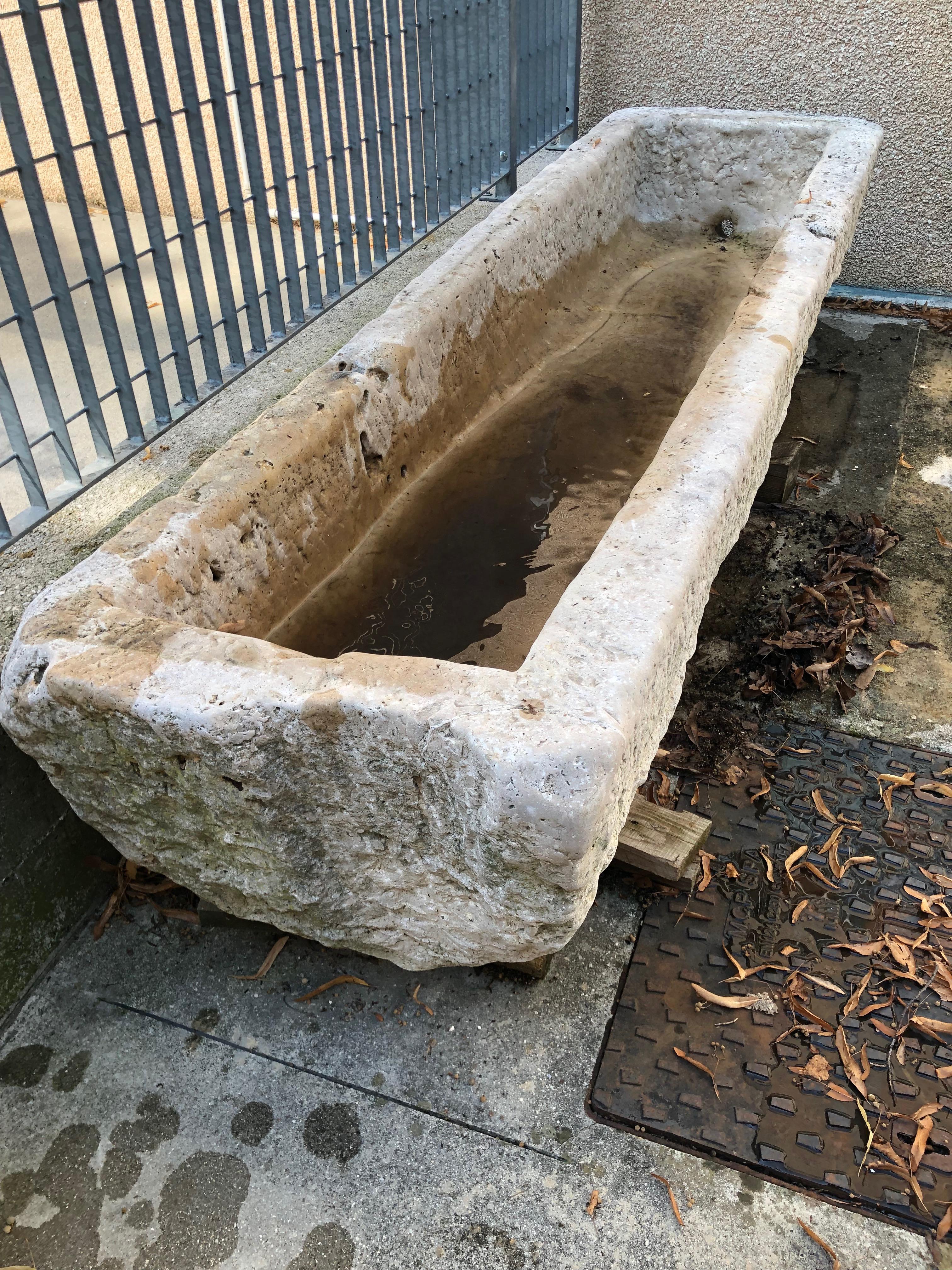 Large drinking trough dated to a good approximation to the 17th century, entirely made of a block of white Thassos marble, also commonly known as 