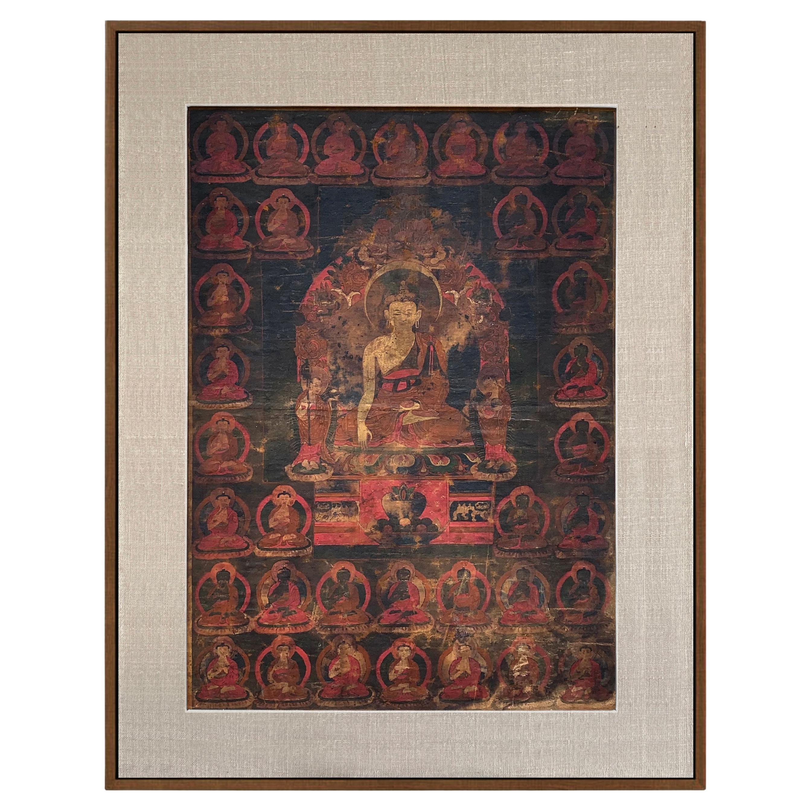 Tibetisches Thronsessel-Gemälde des 17. Jahrhunderts
