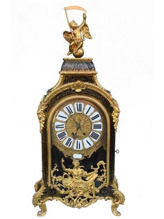 17th Century Time Clock Cartel Louis XIV André Boulle Marquetry