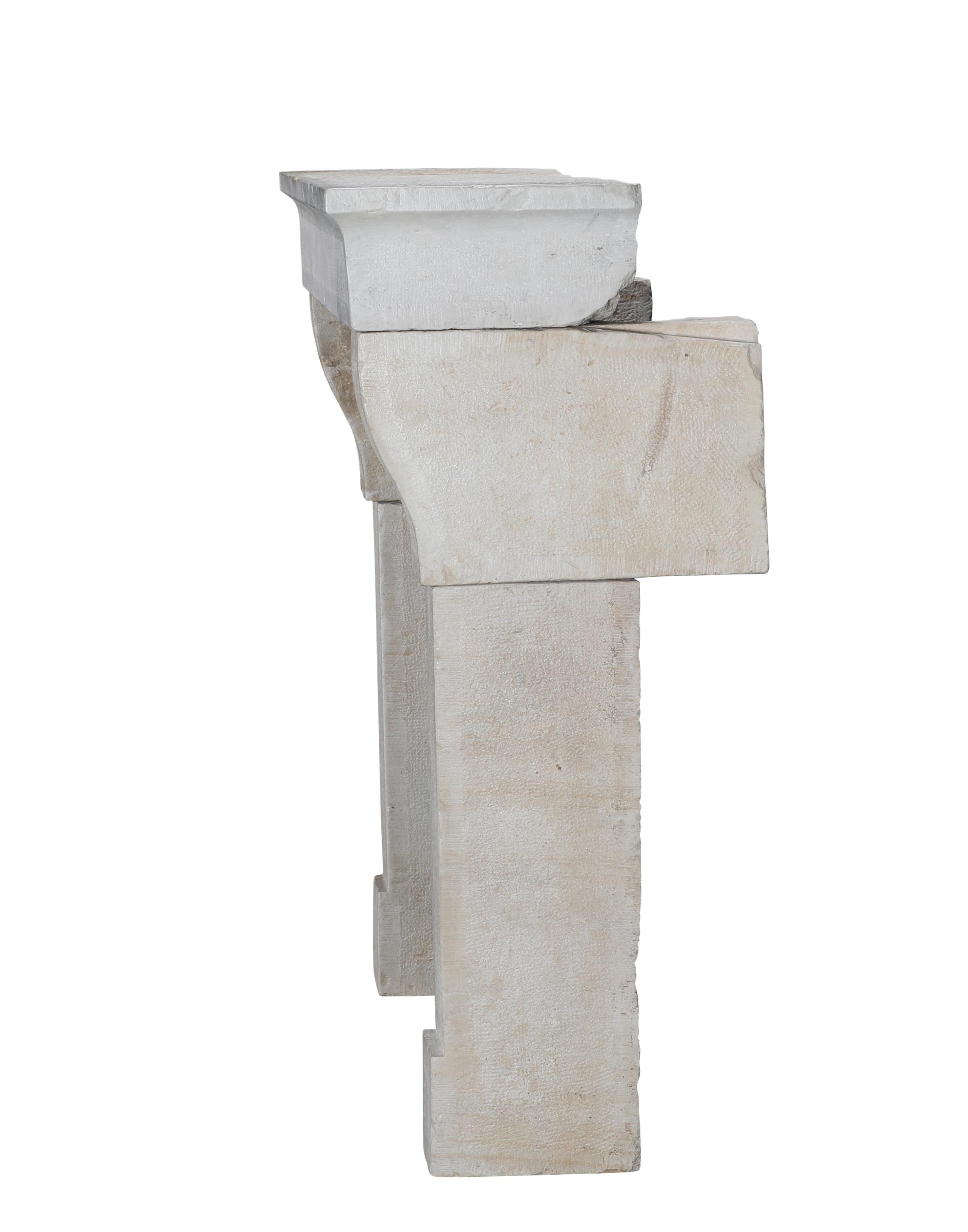 17th Century Timeless Rustic Louis XIII Limestone Fireplace Mantel For Sale 8