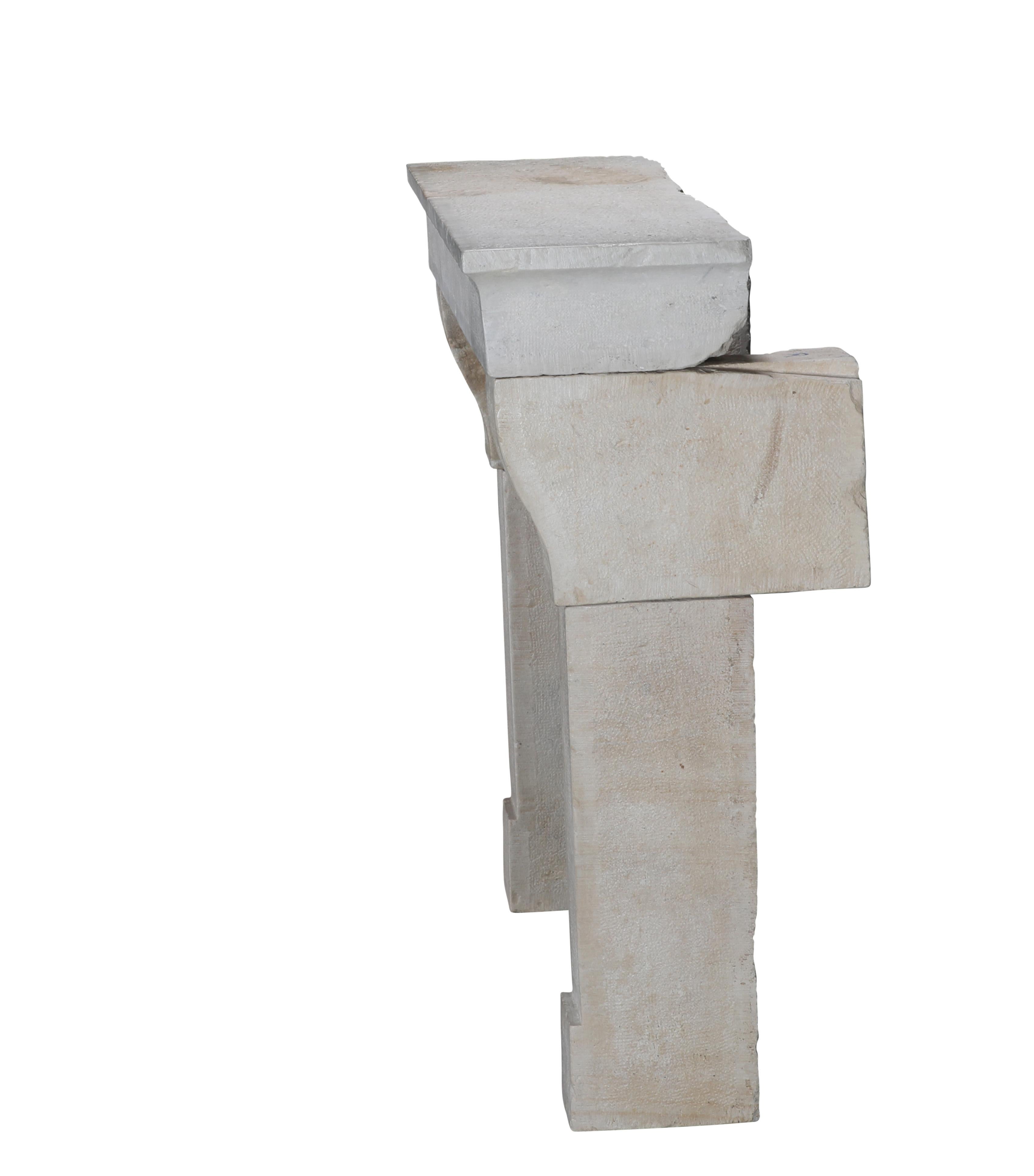 17th Century Timeless Rustic Louis XIII Limestone Fireplace Mantel For Sale 9