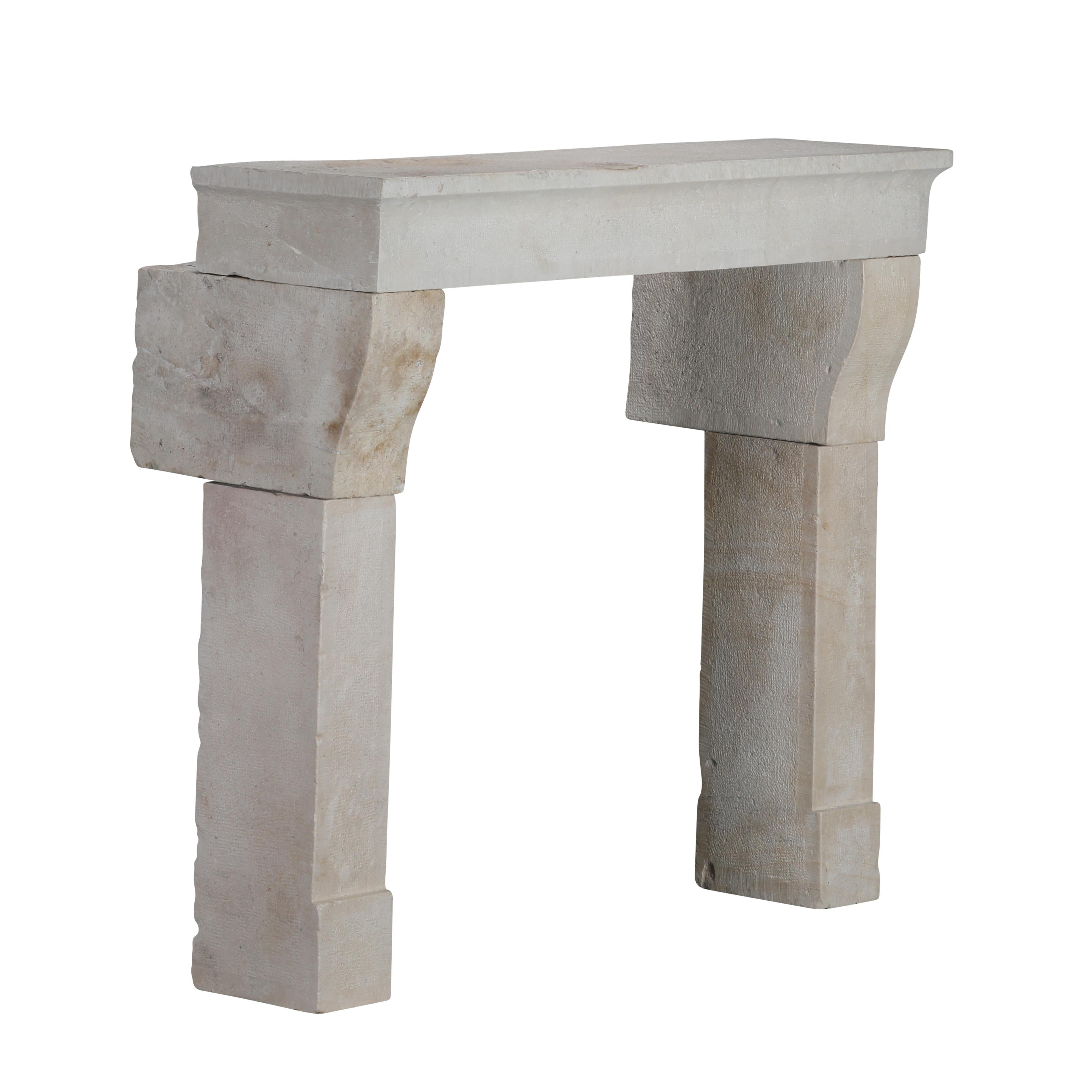 17th Century Timeless Rustic Louis XIII Limestone Fireplace Mantel For Sale 13