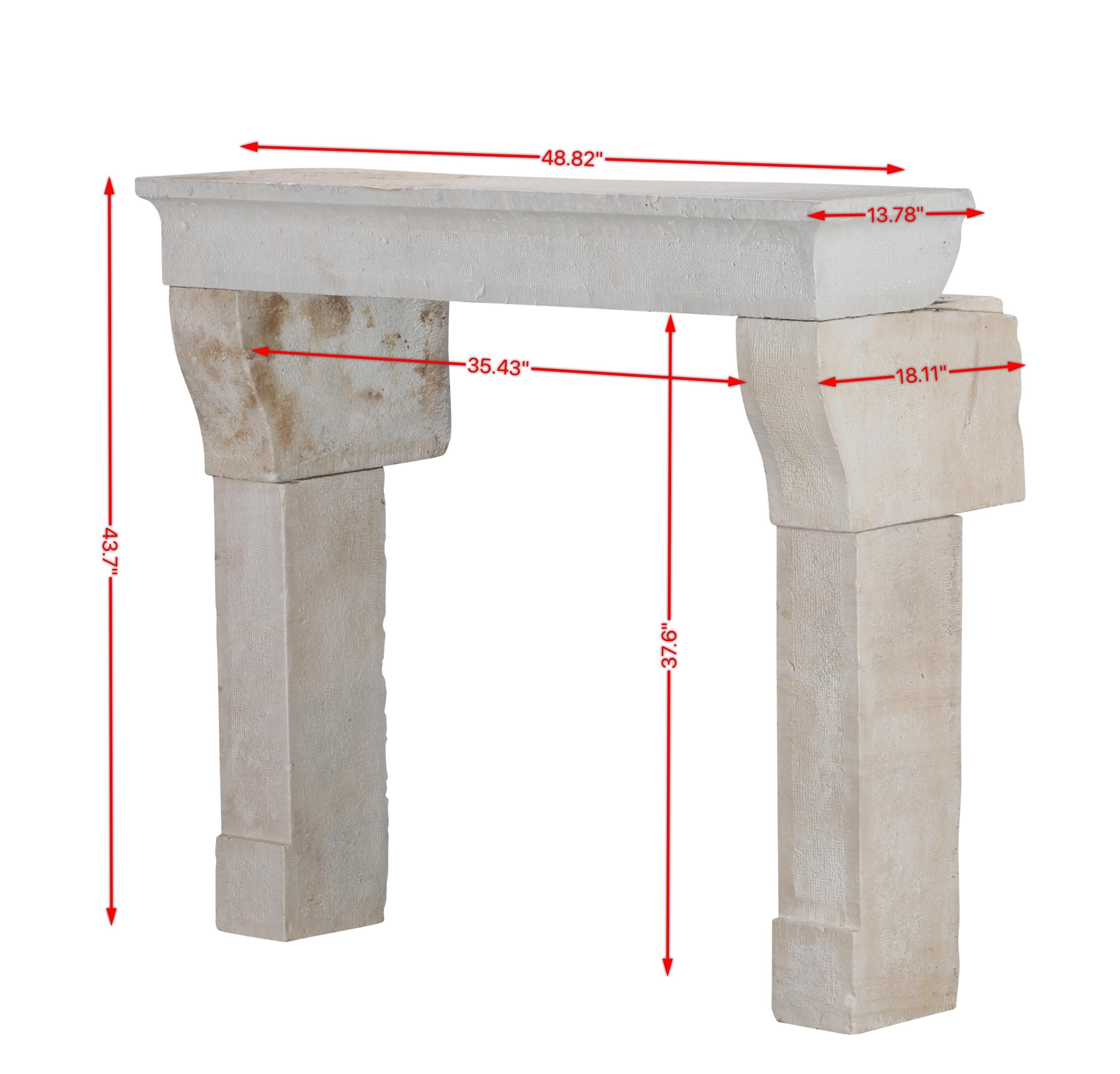 French 17th Century Timeless Rustic Louis XIII Limestone Fireplace Mantel For Sale