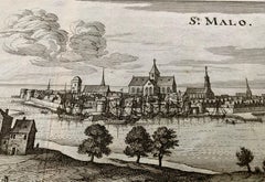 17th Century Topographical Engraving Nantes & St. Malo, France, by Iohan Peeters