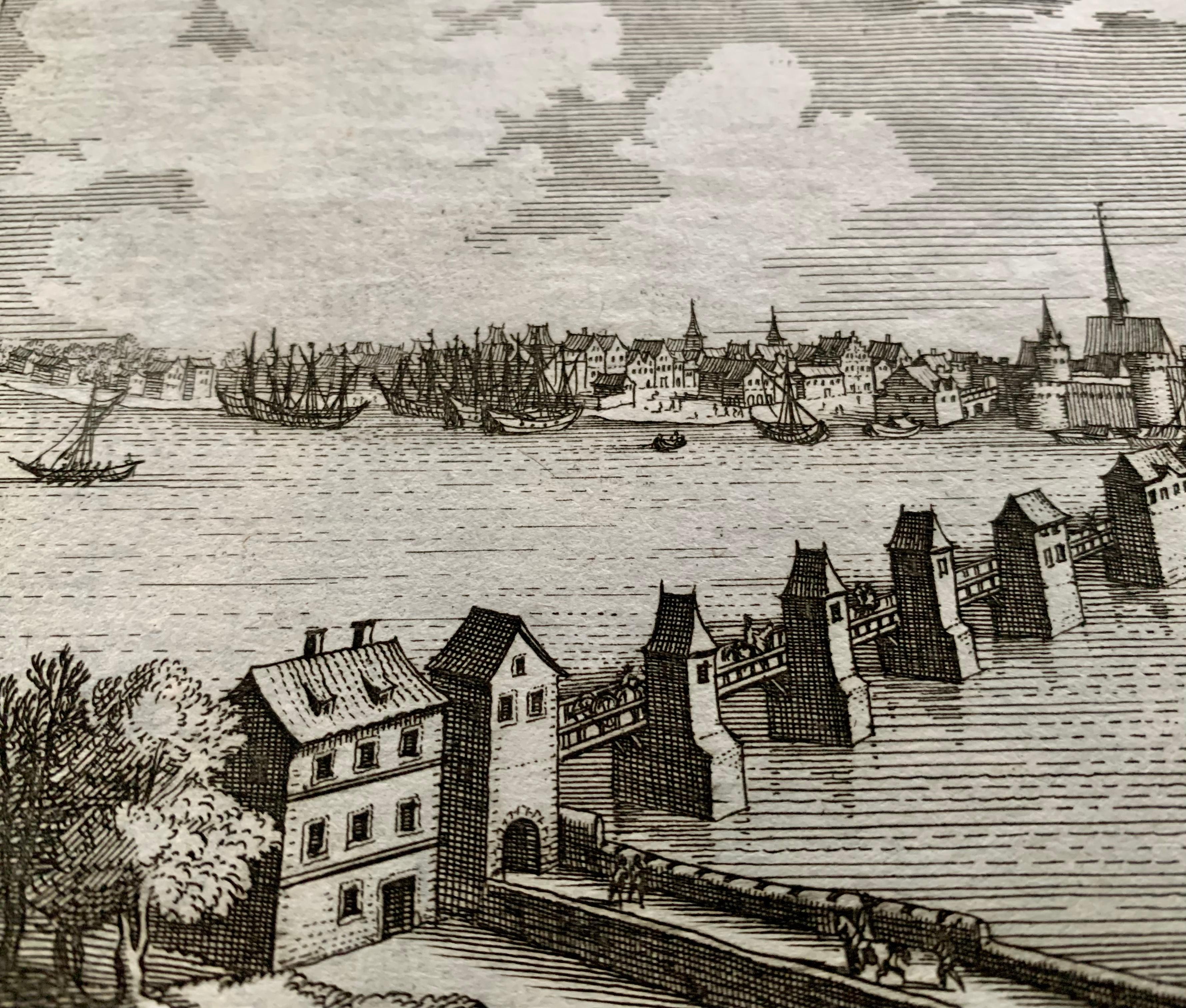 Topografische Gravur Nantes und St. Malo, Frankreich, 17. Jahrhundert, von Iohan Peeters (18. Jahrhundert und früher) im Angebot
