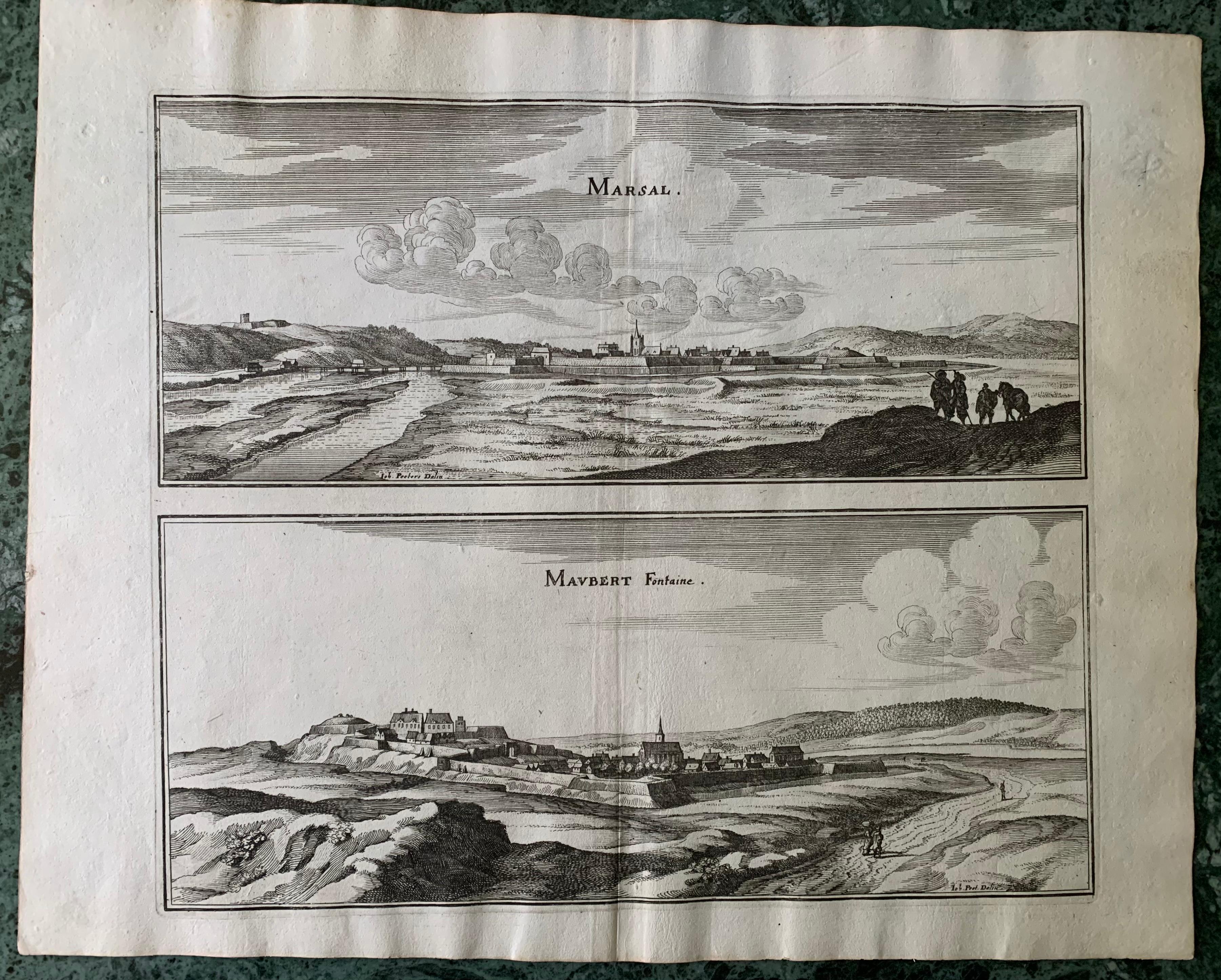 17th Century Topographical Map, Champagne-Ardenne, Marsal, Maubert Iohan Peeters For Sale 2