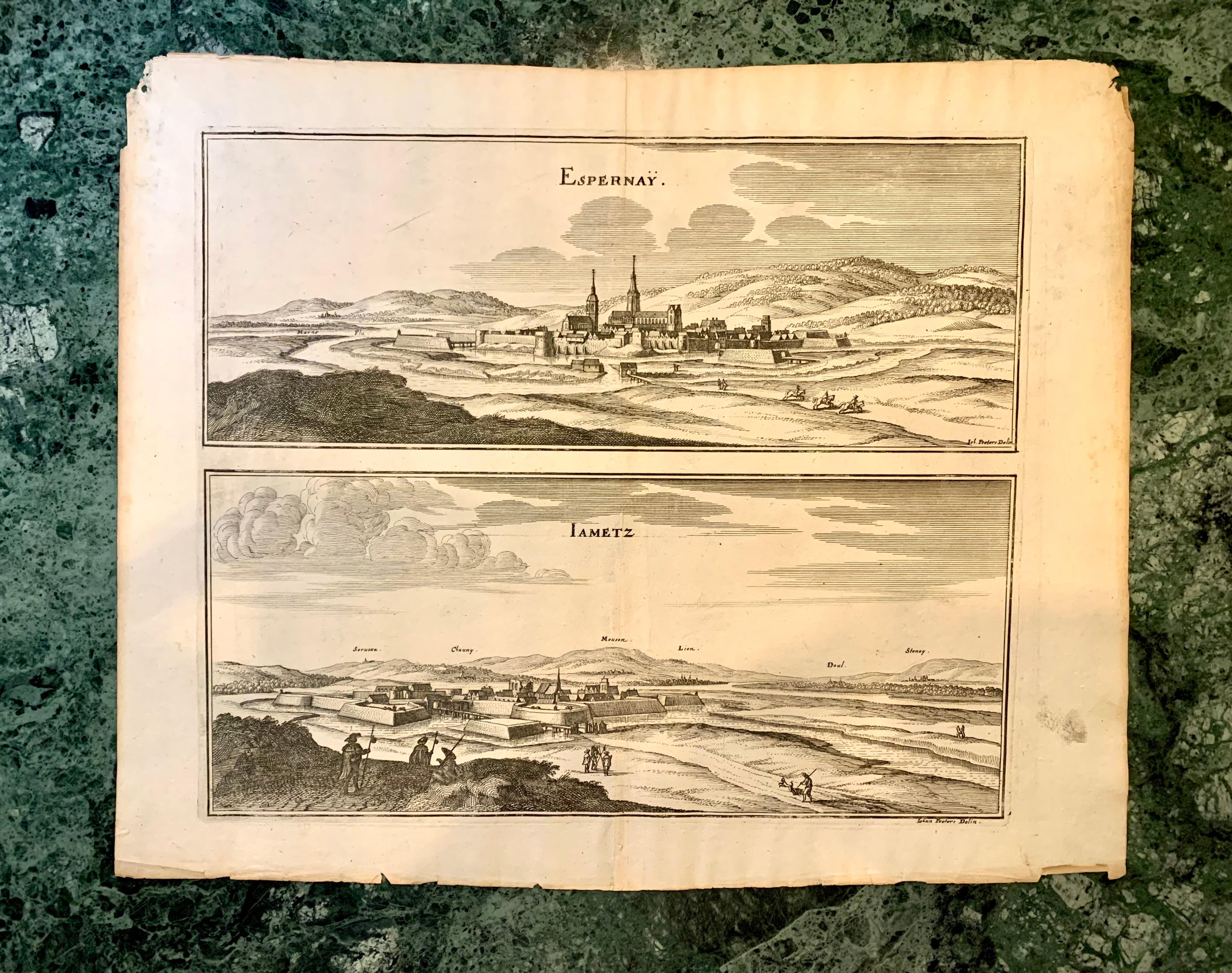 Topografische Karte des 17. Jahrhunderts, Französische Champagnerregion, Epernay, Iohan-Peeters im Angebot 4