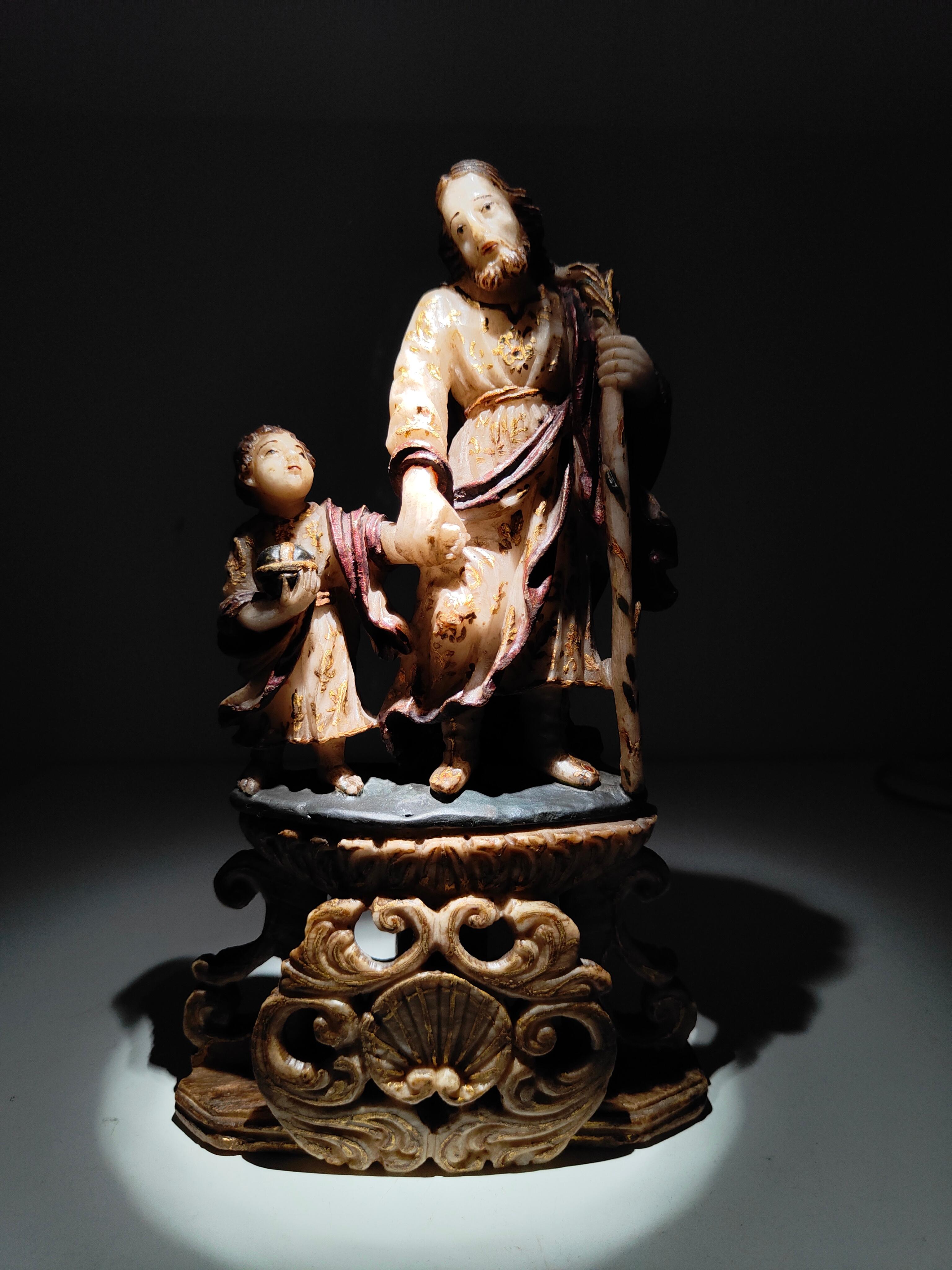 Trapani-Alabaster-Skulptur des Heiligen Joseph aus dem 17. Jahrhundert 12