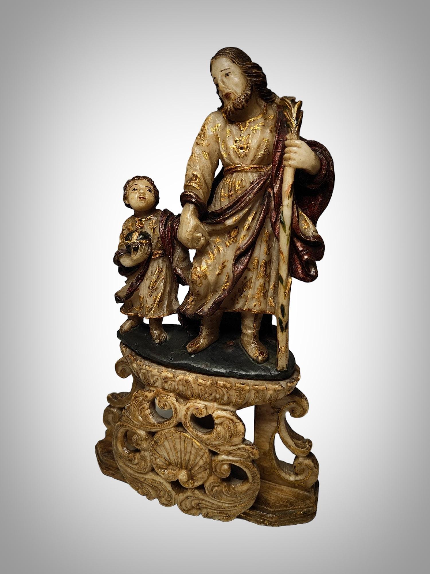 Trapani-Alabaster-Skulptur des Heiligen Joseph aus dem 17. Jahrhundert 1