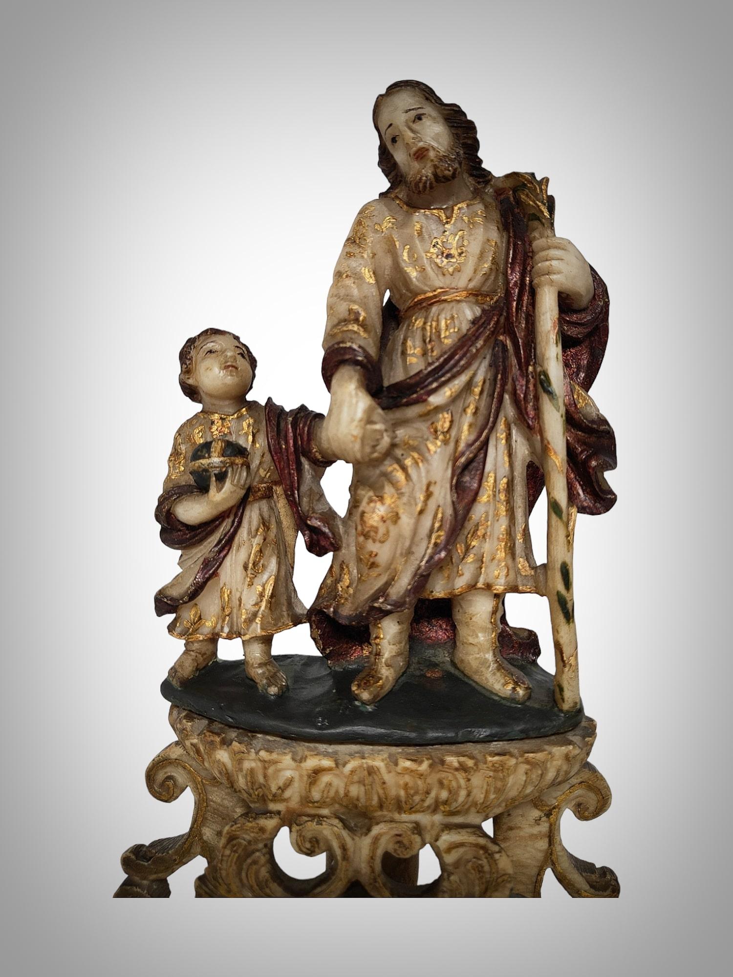 Trapani-Alabaster-Skulptur des Heiligen Joseph aus dem 17. Jahrhundert 2