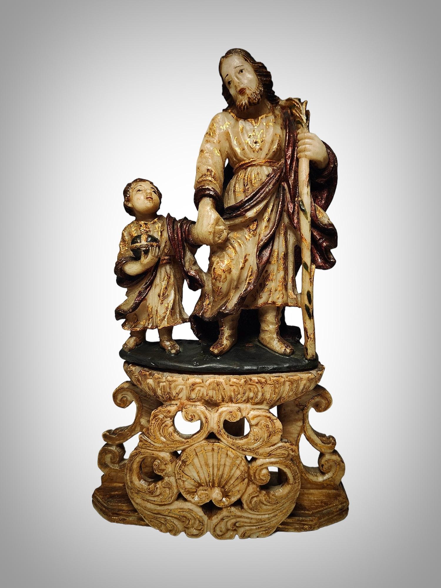 Trapani-Alabaster-Skulptur des Heiligen Joseph aus dem 17. Jahrhundert 3