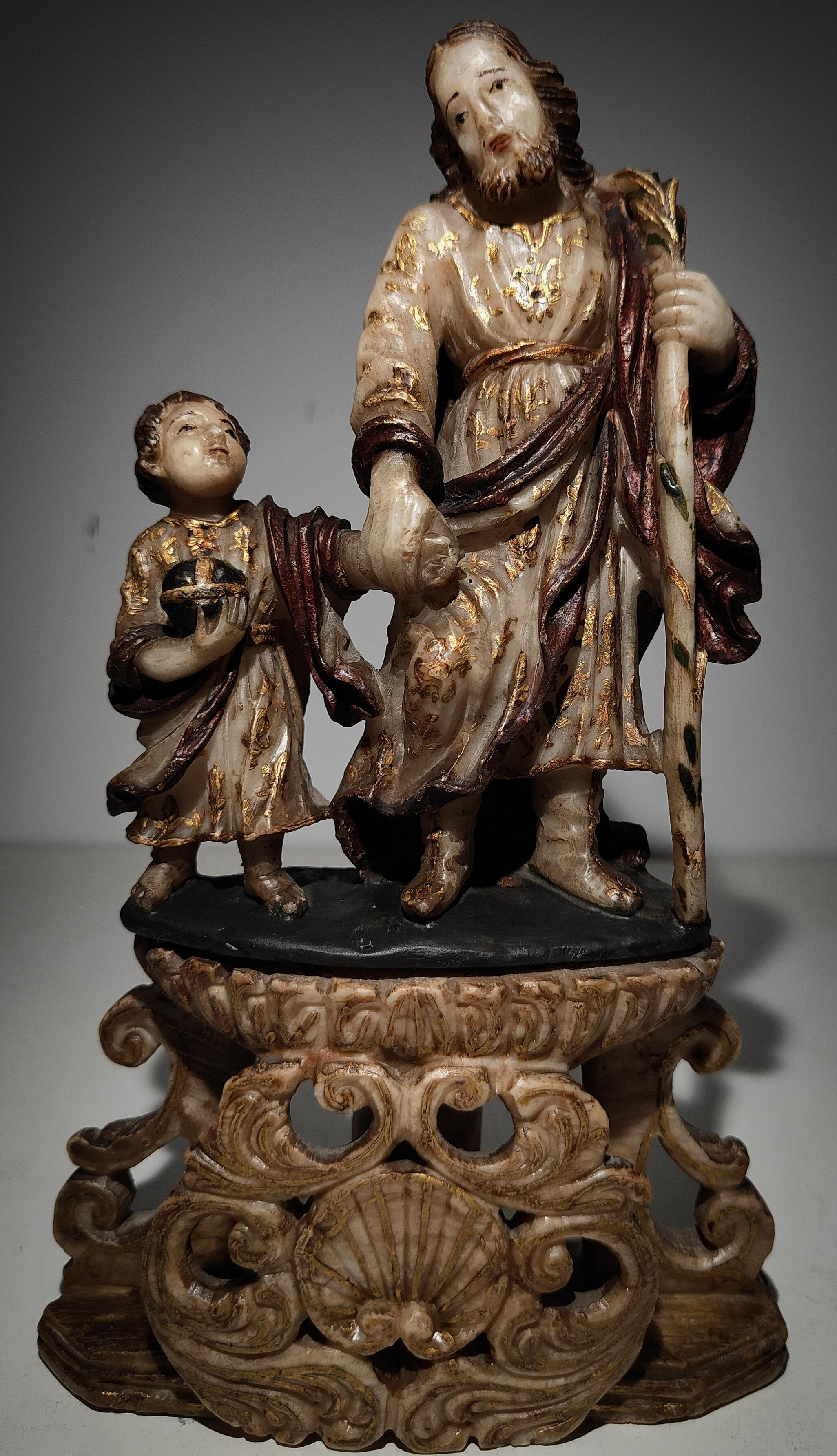 Trapani-Alabaster-Skulptur des Heiligen Joseph aus dem 17. Jahrhundert 4