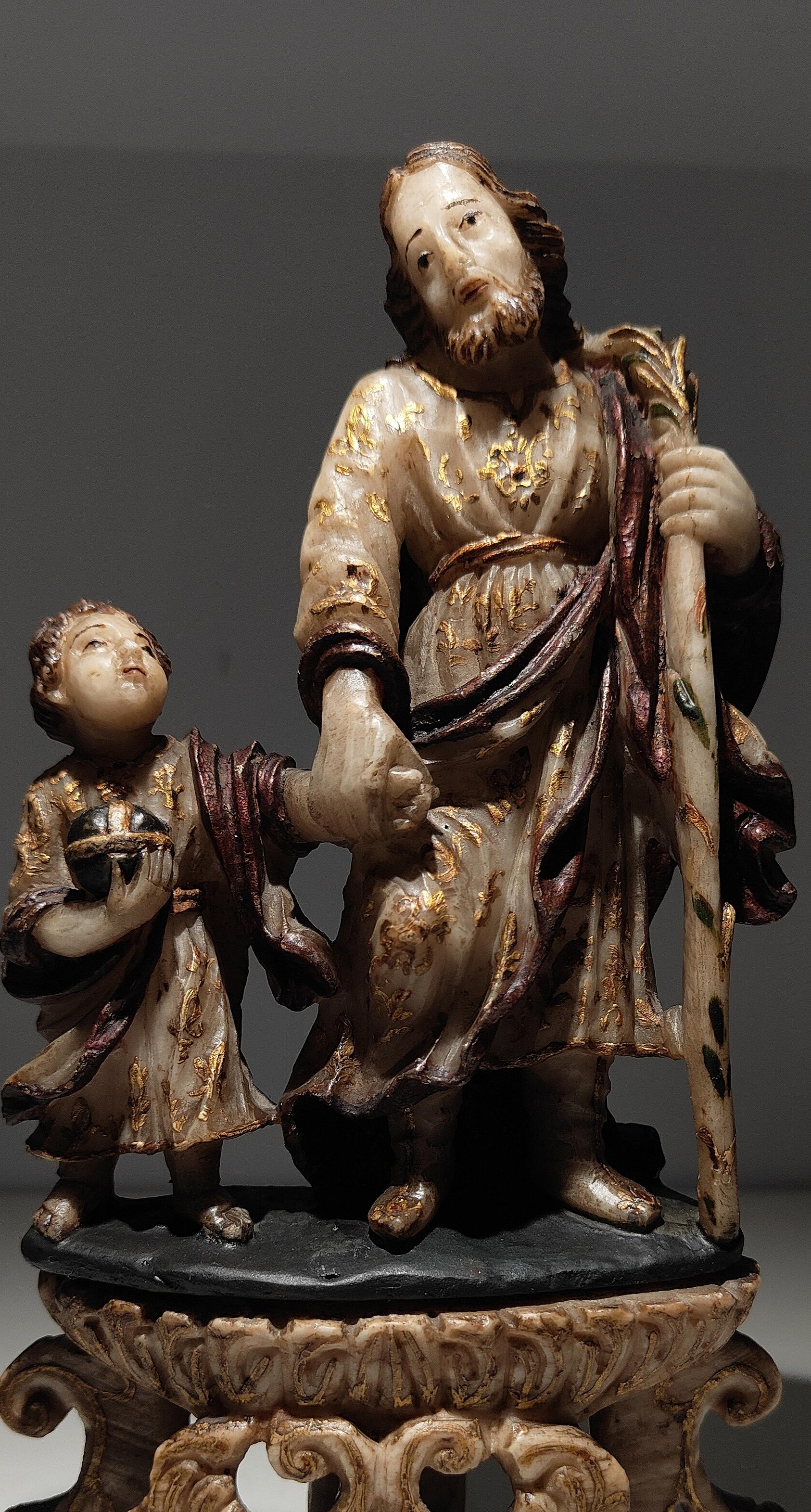 Trapani-Alabaster-Skulptur des Heiligen Joseph aus dem 17. Jahrhundert 5
