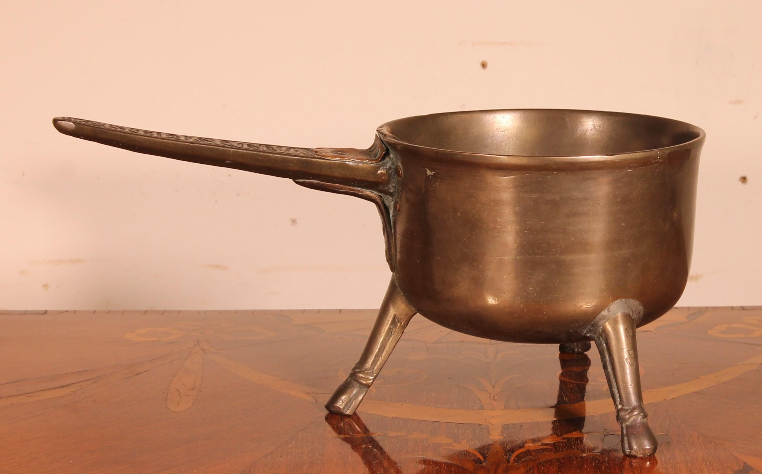 Georgian 17th Century Tripod Apothecary Skillet Dated 1698 from The Ward Rvmens Family For Sale