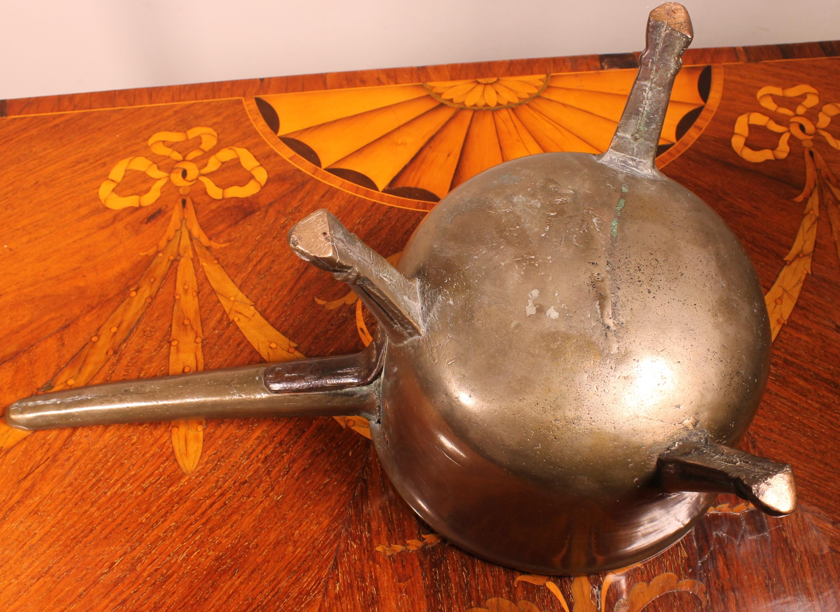17th Century Tripod Apothecary Skillet Dated 1698 from The Ward Rvmens Family For Sale 2