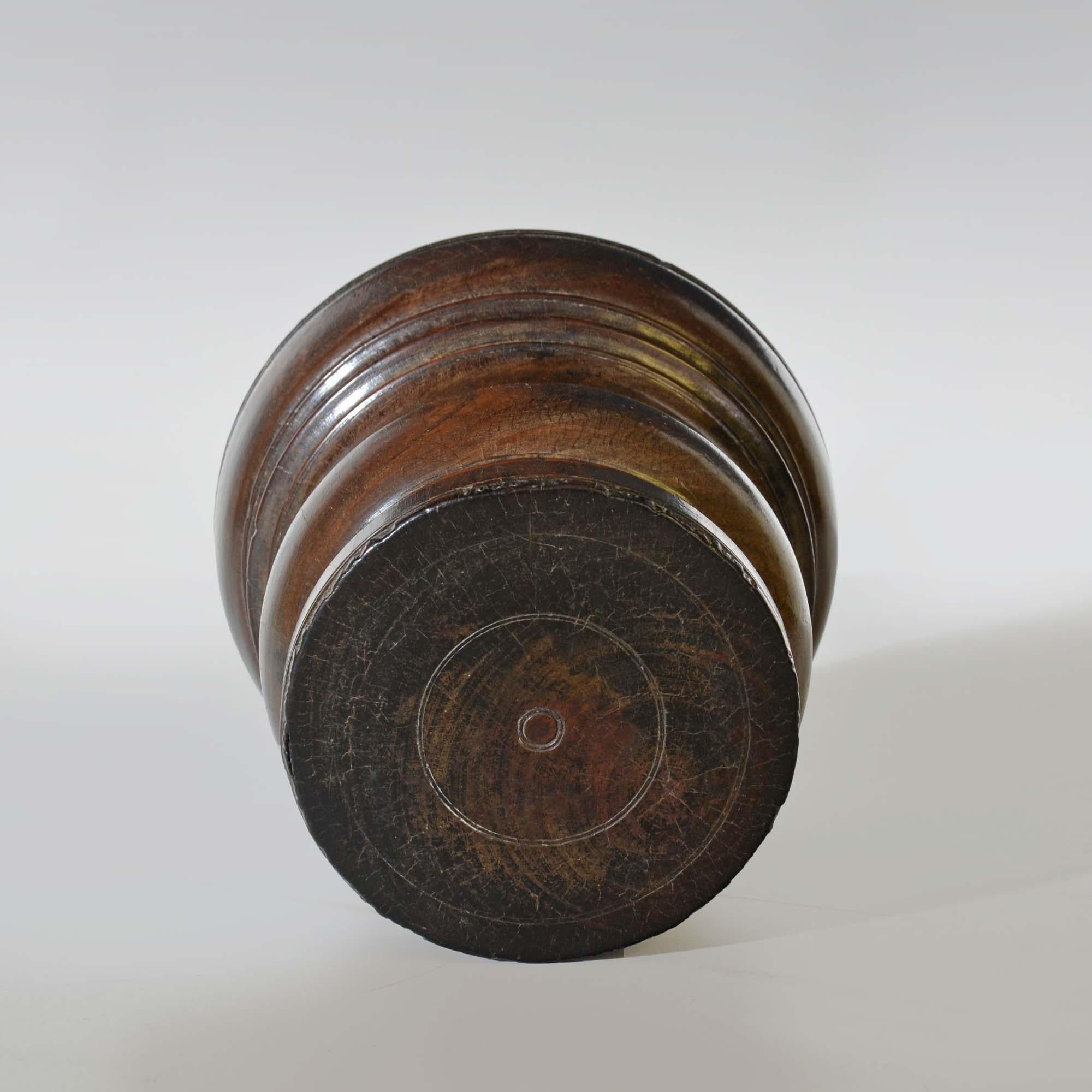 17th Century 17th century turned lignum-vitae mortar For Sale