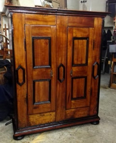 17th Century Two-Door Country House Amoir in Solid Cherrywood Handpolished