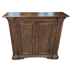 Antique 17th Century Two Door Walnut Cabinet, Italy