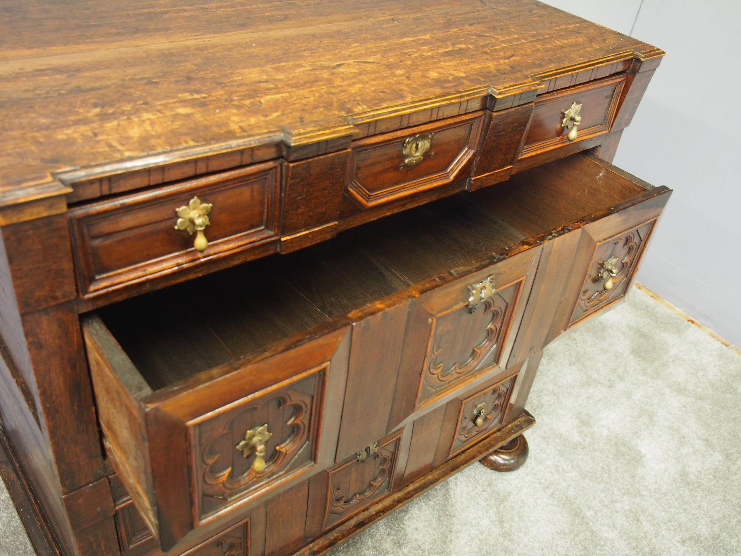 17th Century Two Part Oak Chest of Drawers 6