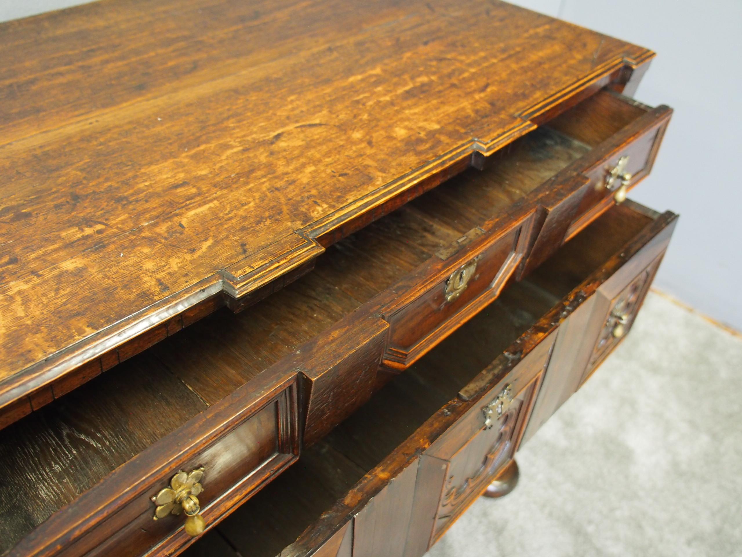 17th Century Two Part Oak Chest of Drawers 7
