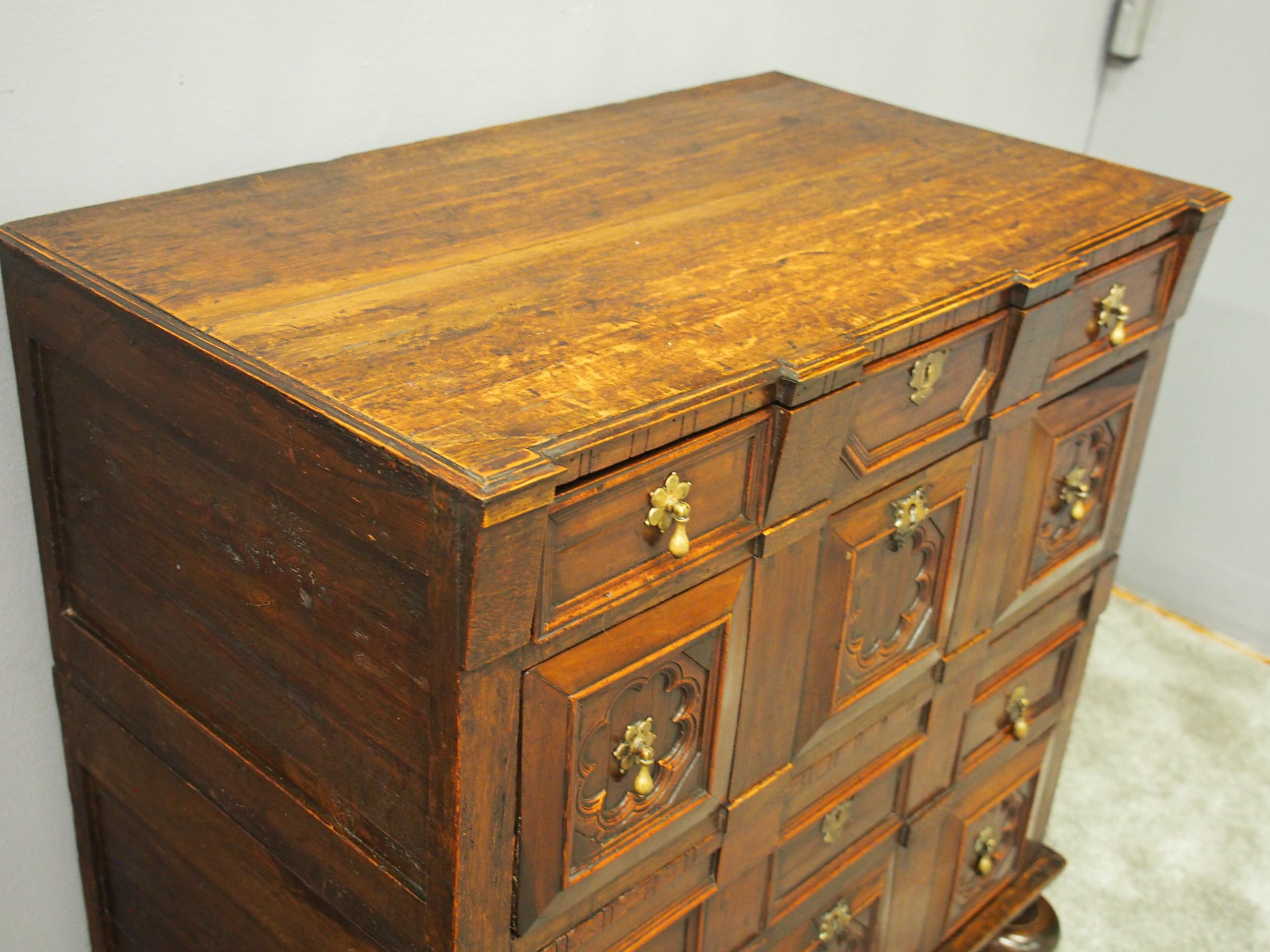 17th Century Two Part Oak Chest of Drawers 1
