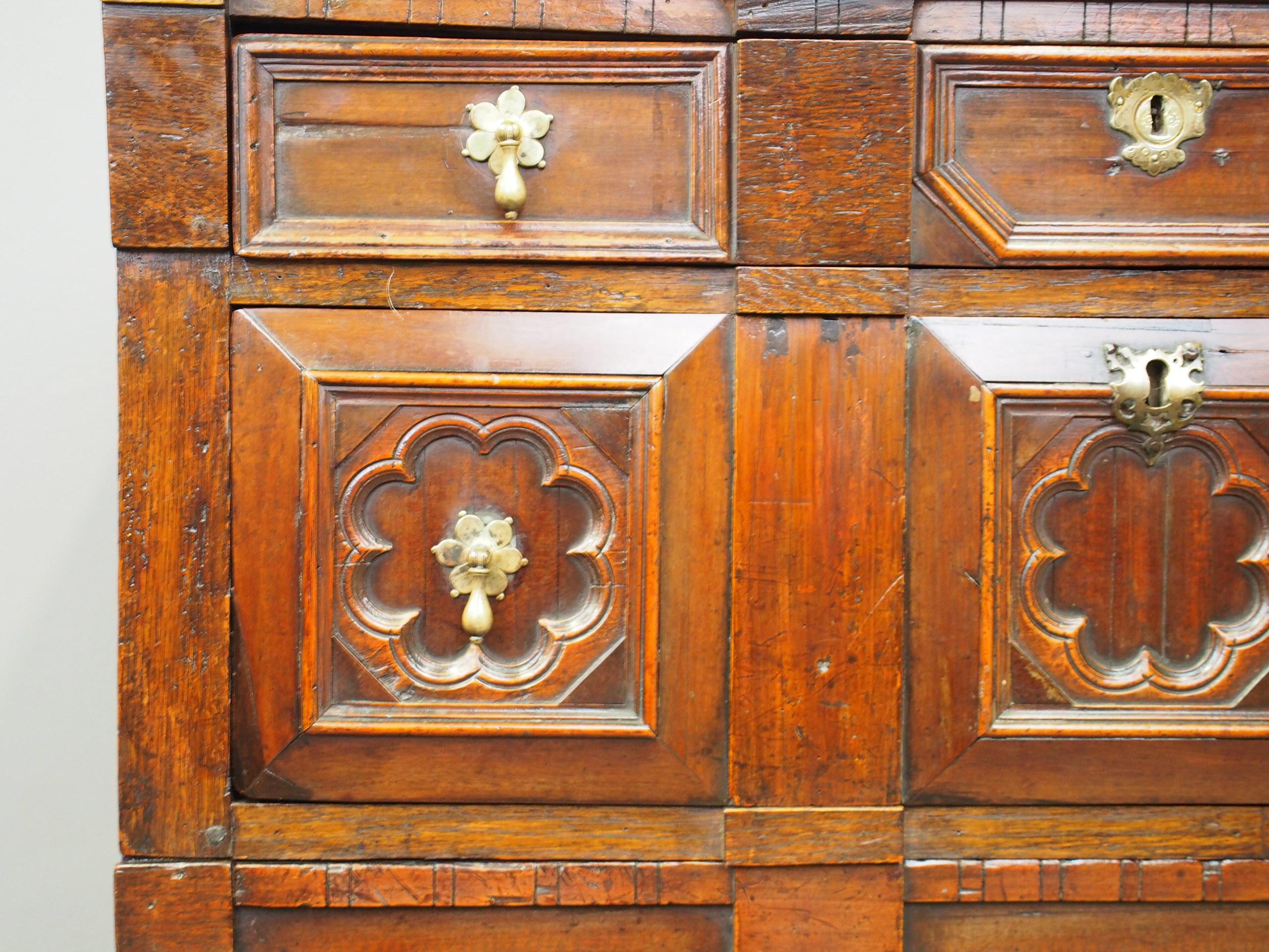 17th Century Two Part Oak Chest of Drawers 4