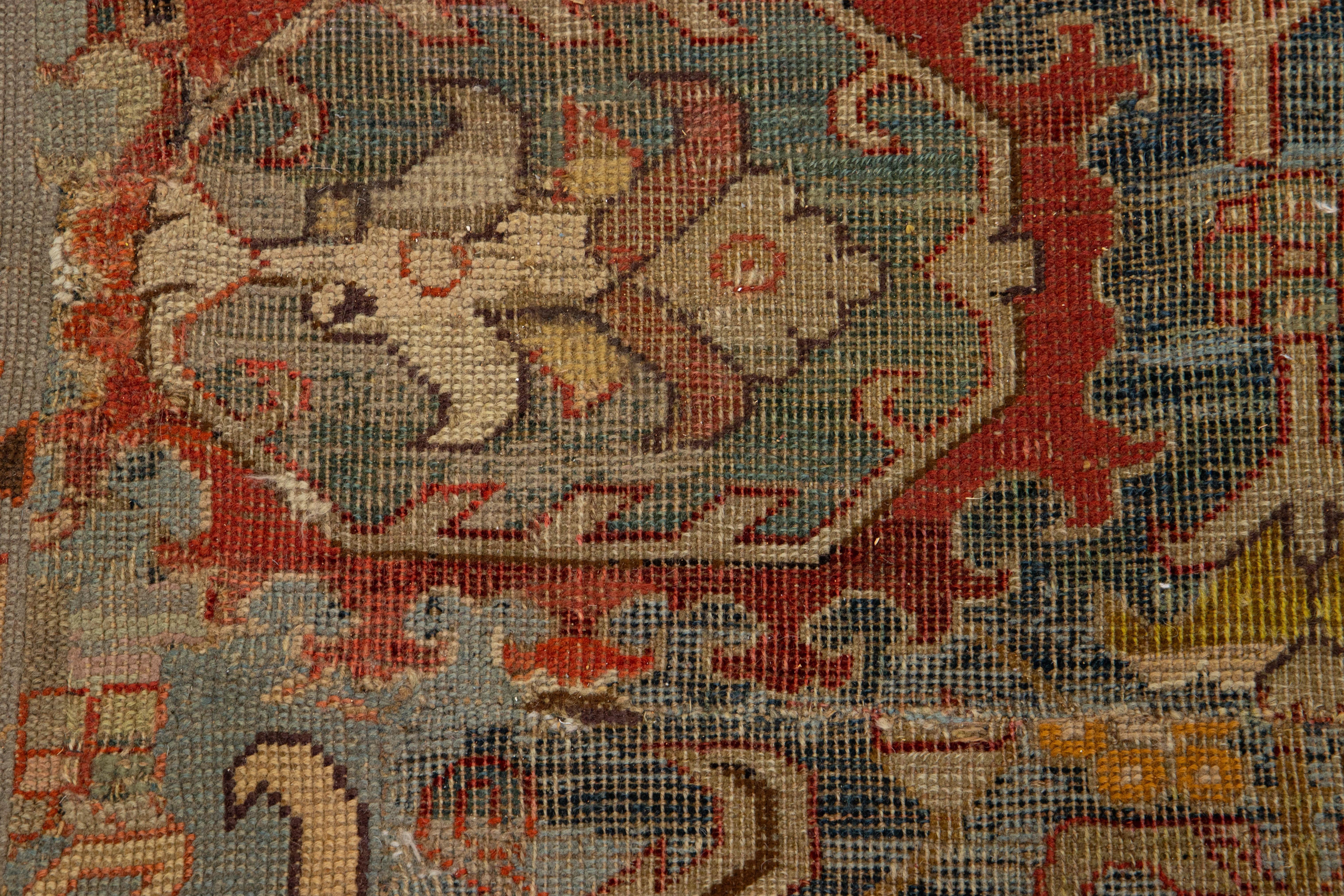 17th Century Unique Caucasian Kuba Blue Wool Rug with All-Over Design For Sale 6
