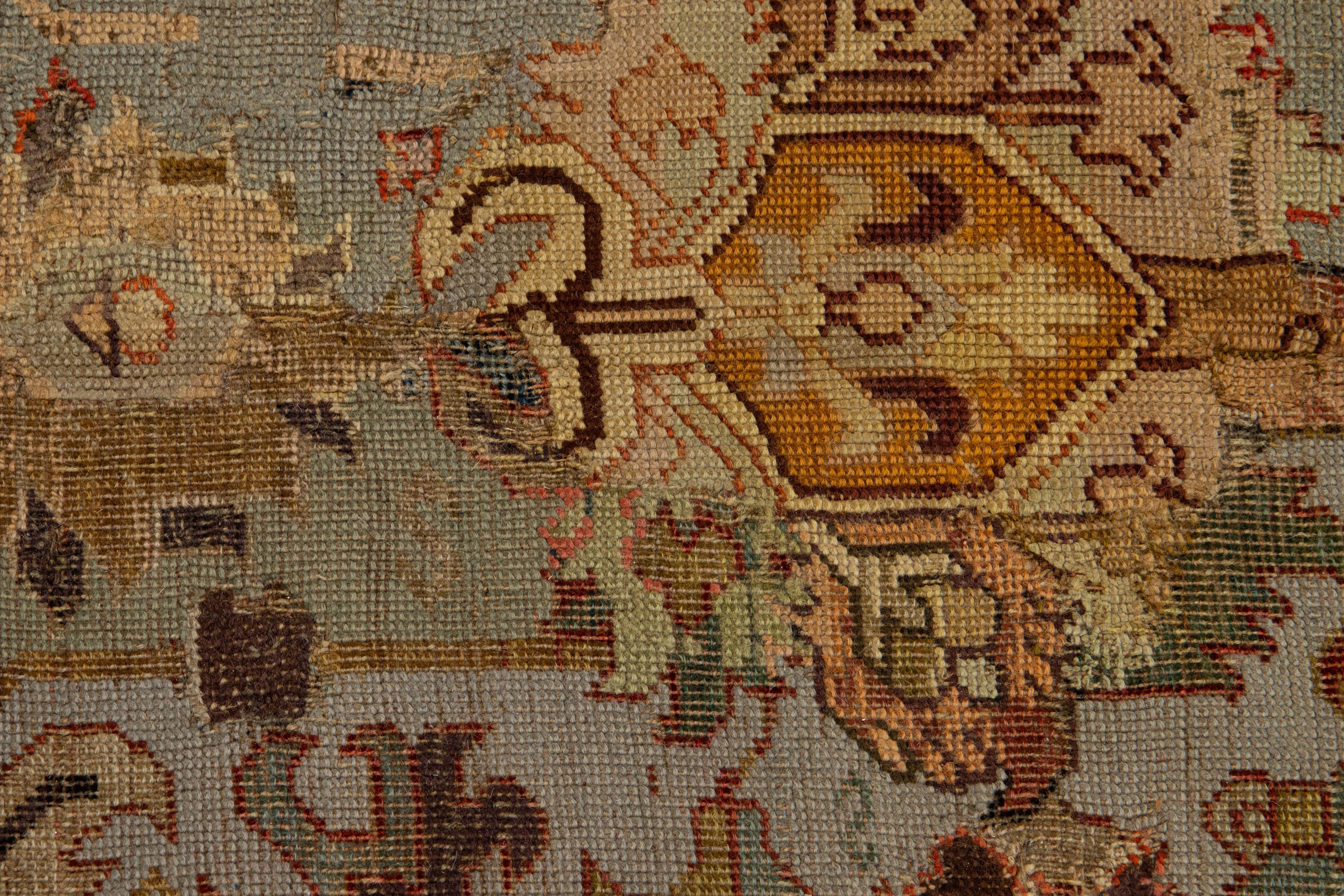 17th Century Unique Caucasian Kuba Blue Wool Rug with All-Over Design For Sale 9