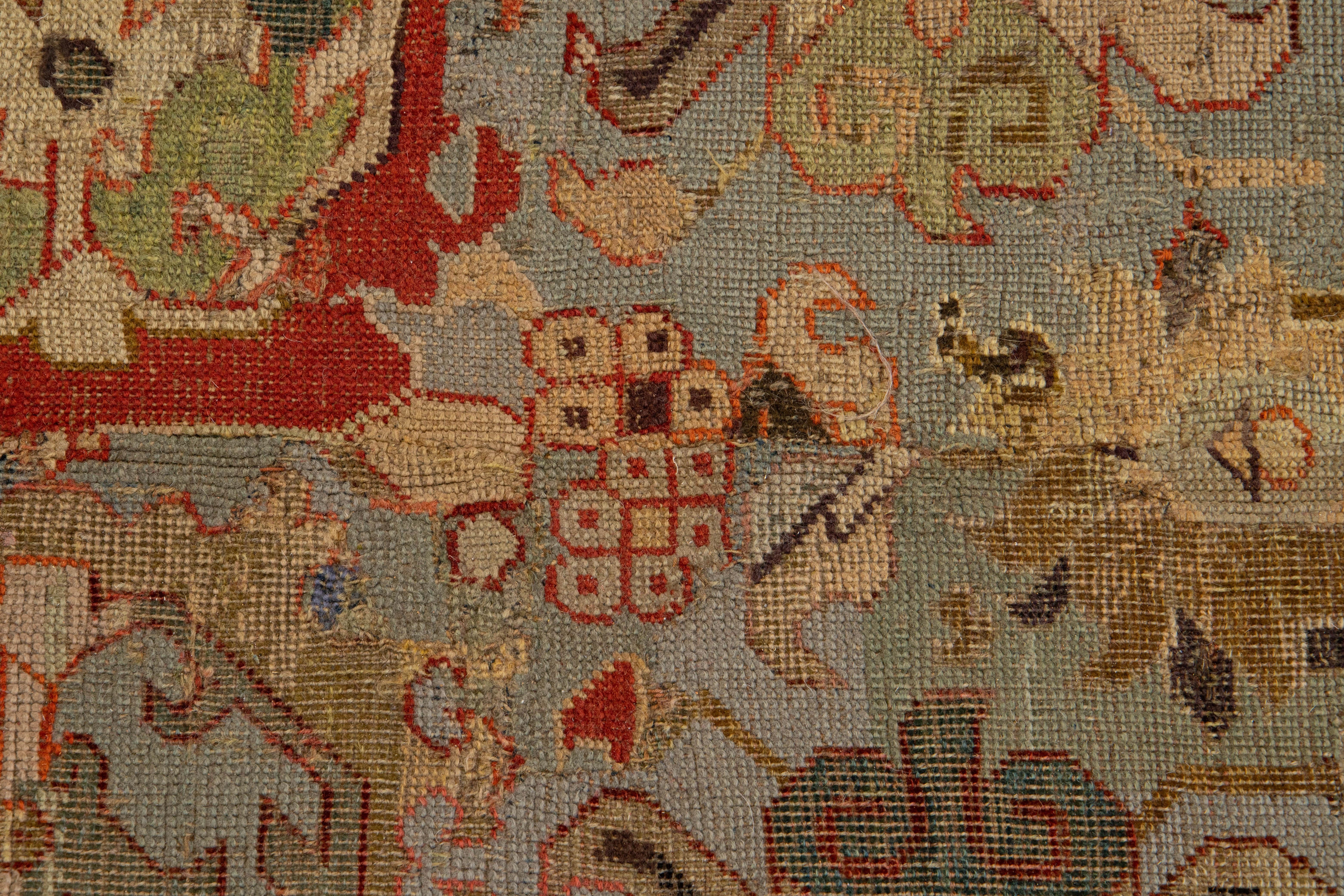 17th Century Unique Caucasian Kuba Blue Wool Rug with All-Over Design For Sale 10
