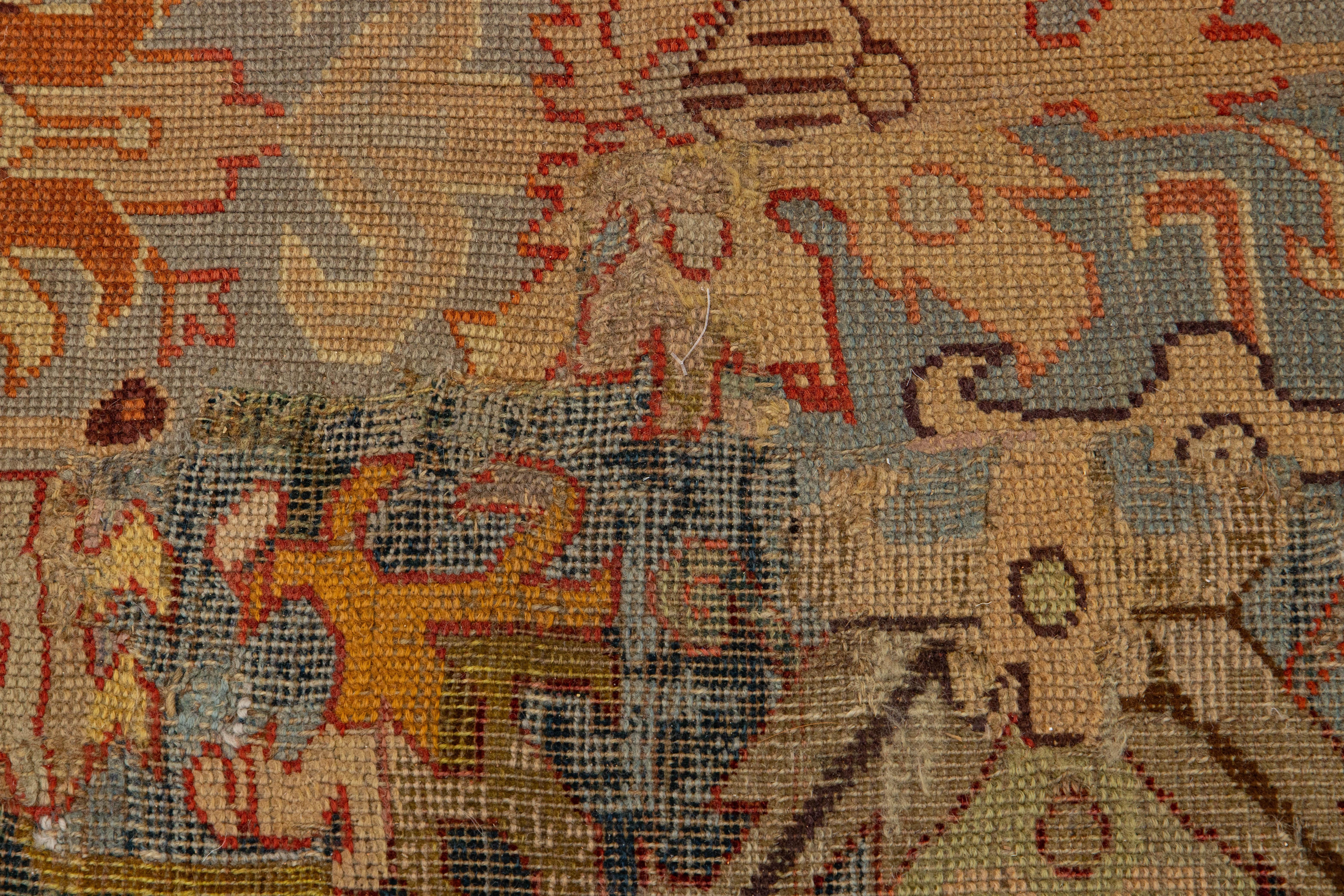 17th Century Unique Caucasian Kuba Blue Wool Rug with All-Over Design For Sale 12