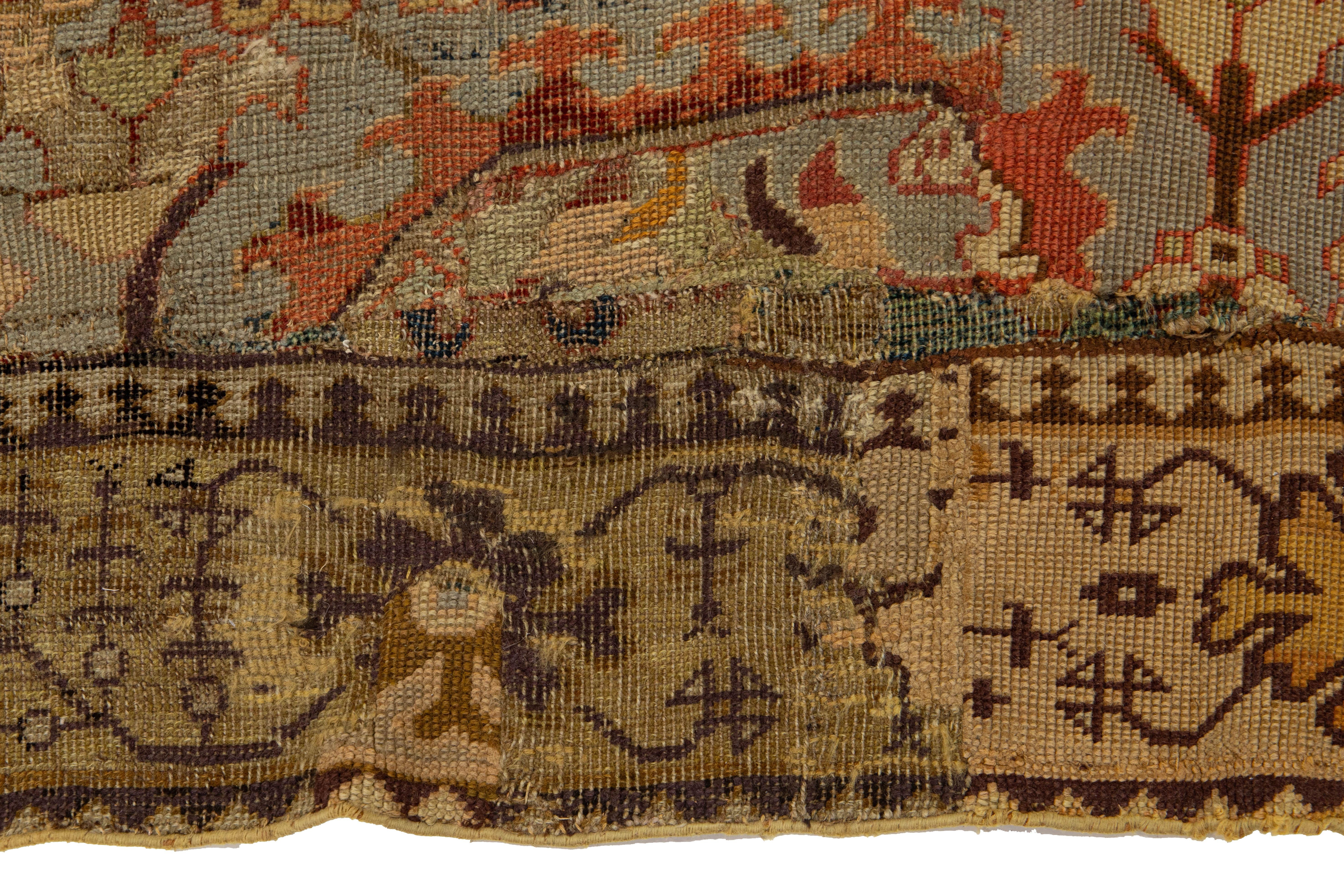17th Century Unique Caucasian Kuba Blue Wool Rug with All-Over Design For Sale 14