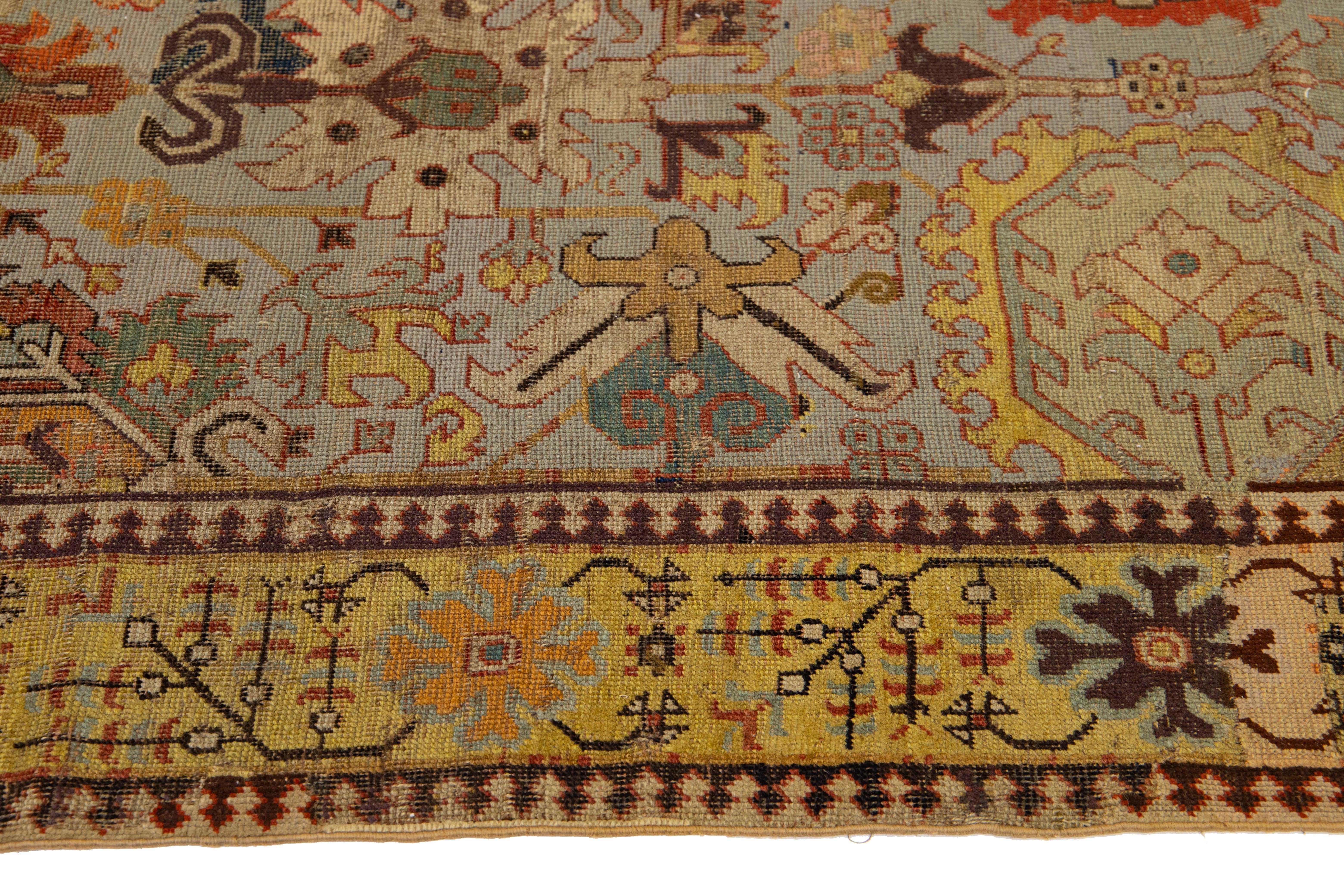 17th Century Unique Caucasian Kuba Blue Wool Rug with All-Over Design For Sale 3