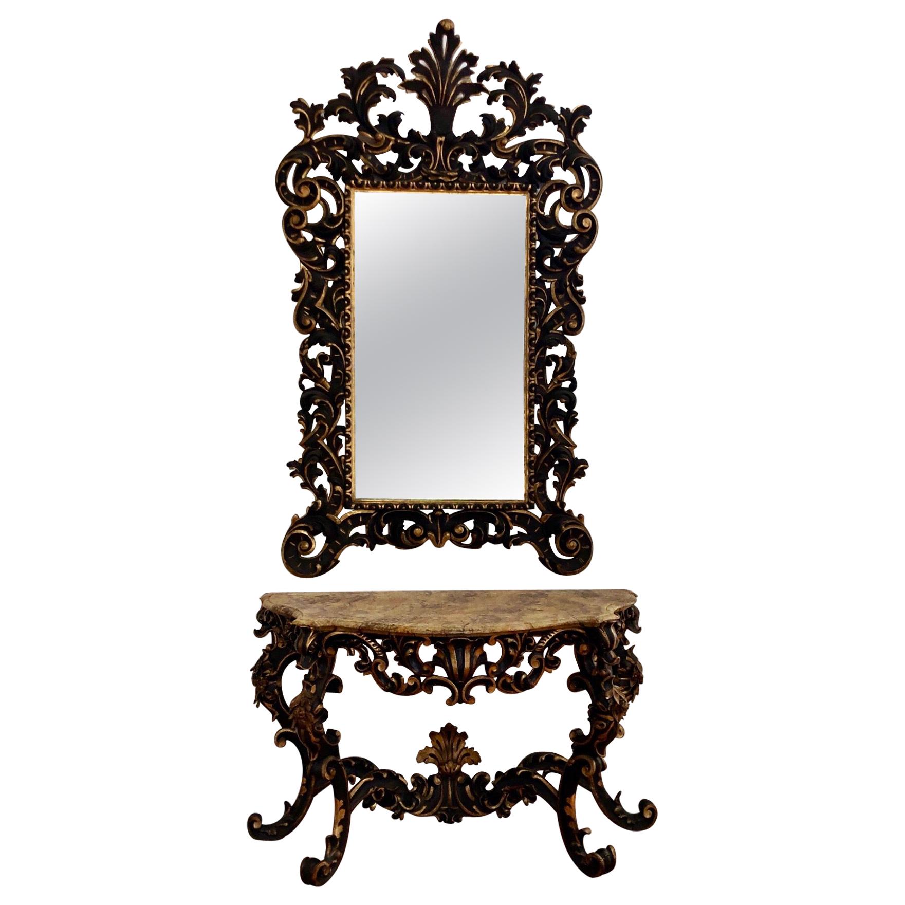 17th Century Venetian Console Table and Mirror