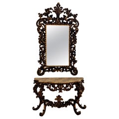 Antique 17th Century Venetian Console Table and Mirror