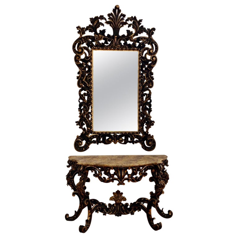 17th Century Venetian Console Table and Mirror For Sale
