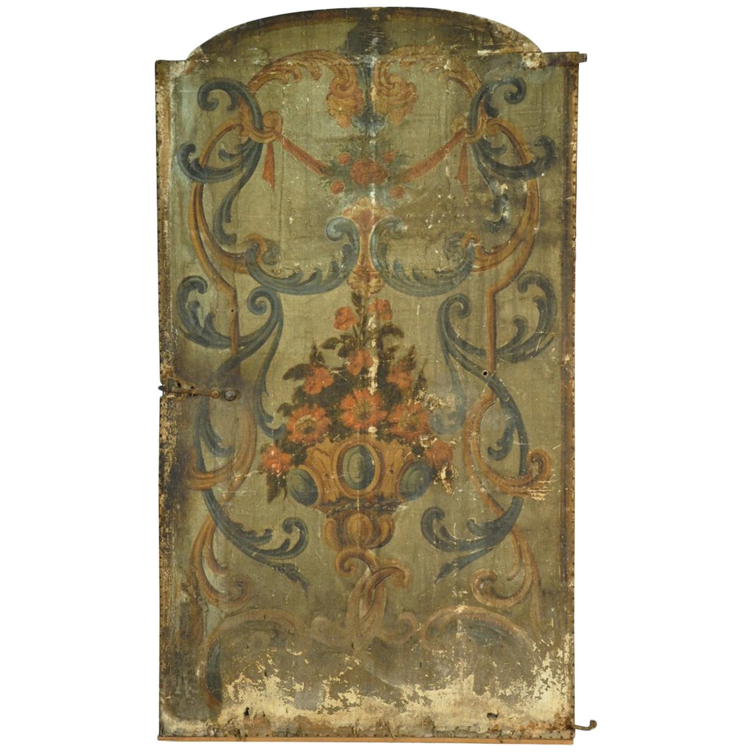 17th Century Venetian Double Sided Oil Painting Door For Sale