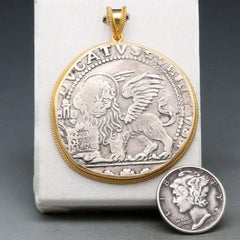 17th Century Venetian Lion Coin 18K Gold Pendant