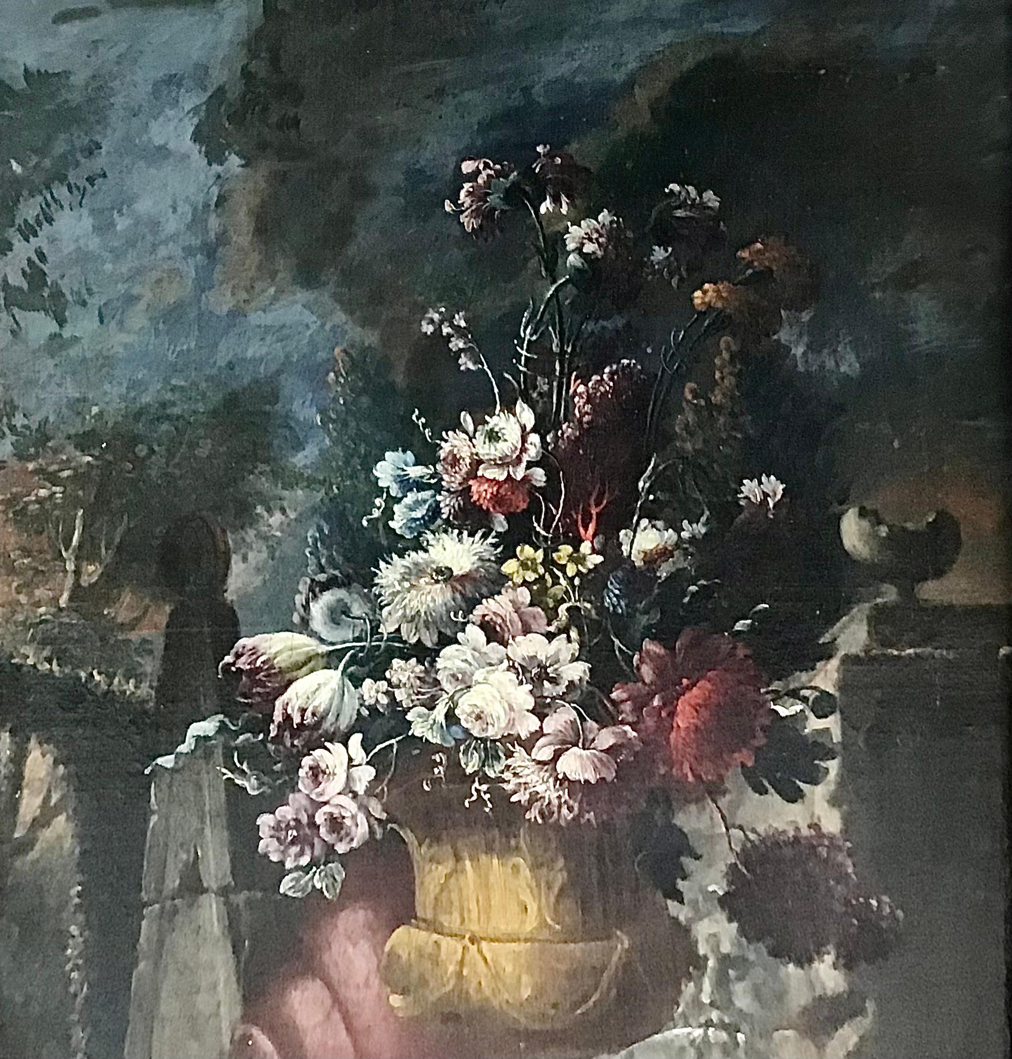 17th Century Venetian Old Master Floral Still Life Oil Painting Flowers  For Sale 1