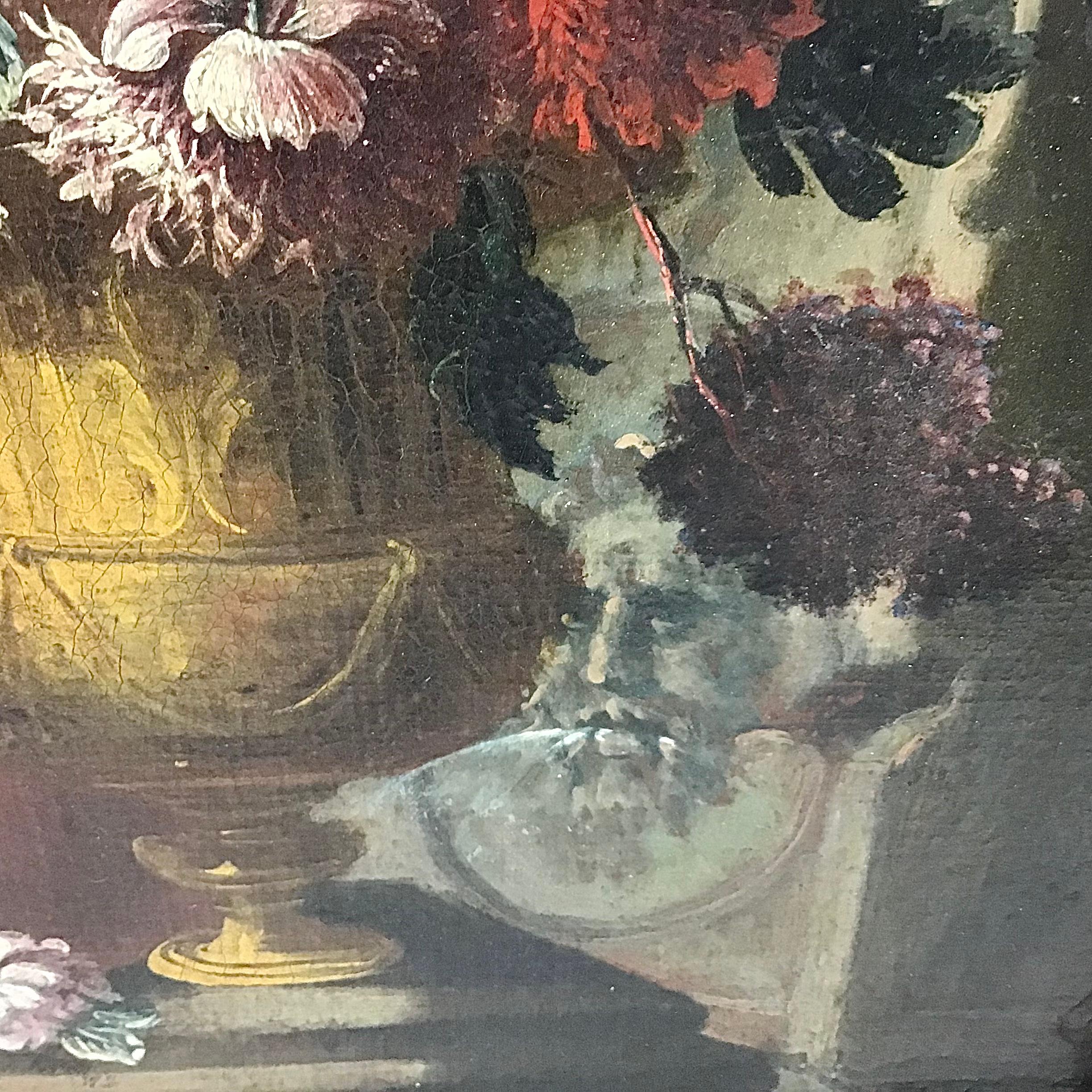 17th Century Venetian Old Master Floral Still Life Oil Painting Flowers  For Sale 3