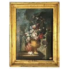Antique 17th Century Venetian Old Master Floral Still Life Oil Painting Flowers 