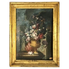 17th Century Venetian Old Master Floral Still Life Oil Painting Flowers