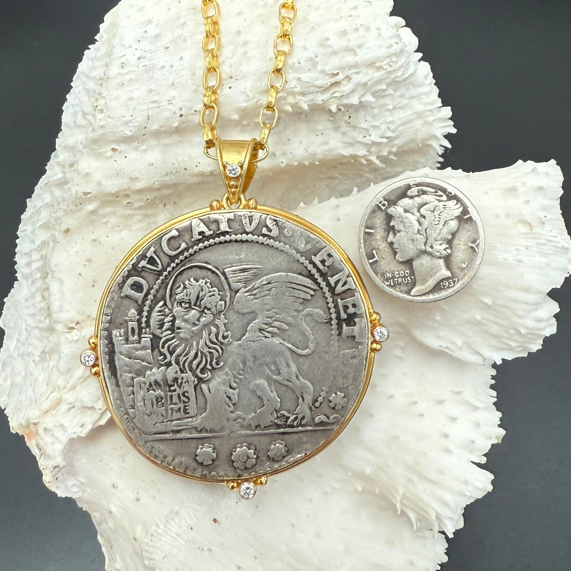 Colgante de oro de 18 quilates con diamantes del León de San Marcos de Venecia del siglo XVII en venta 5