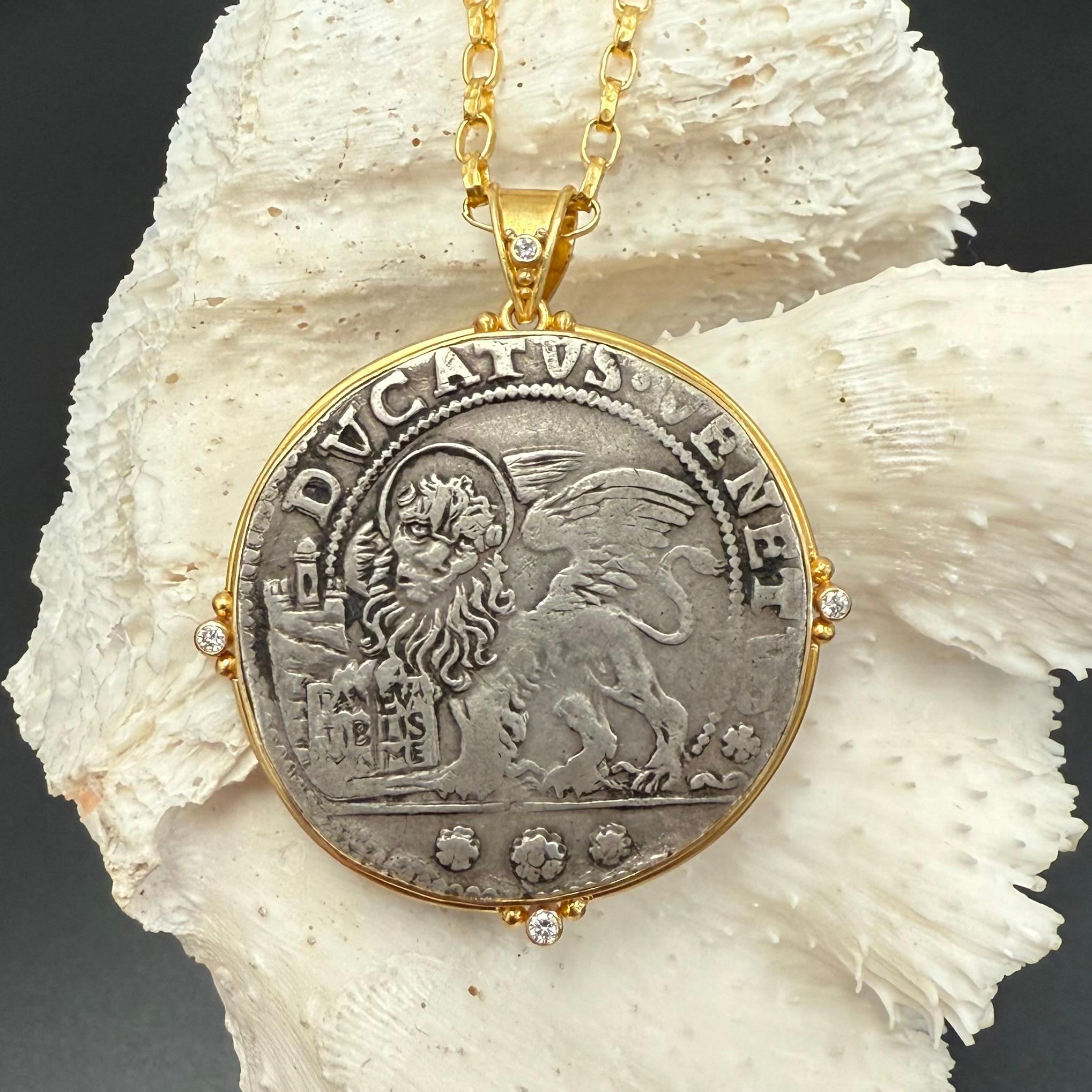 Colgante de oro de 18 quilates con diamantes del León de San Marcos de Venecia del siglo XVII en venta 6
