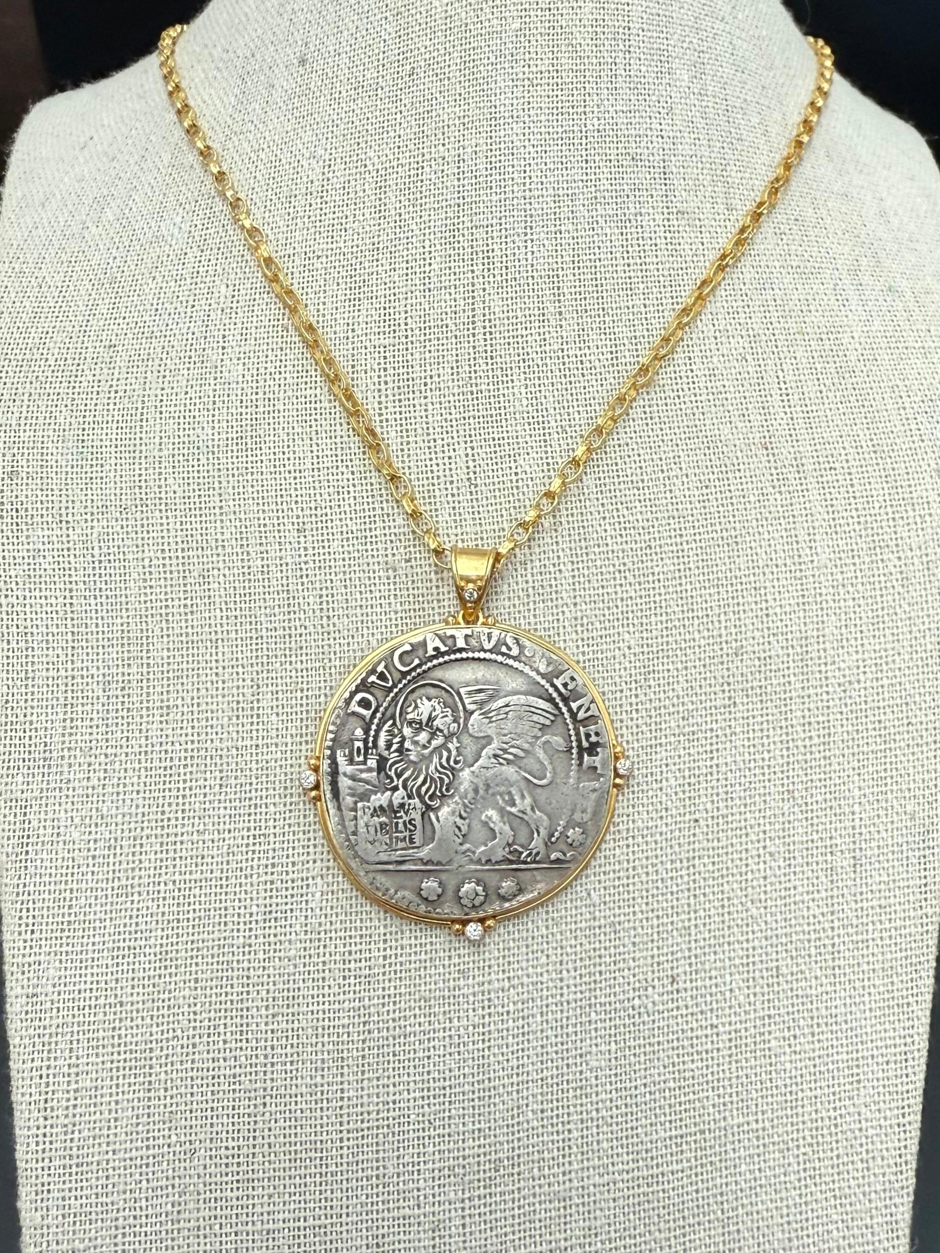 Colgante de oro de 18 quilates con diamantes del León de San Marcos de Venecia del siglo XVII en venta 7